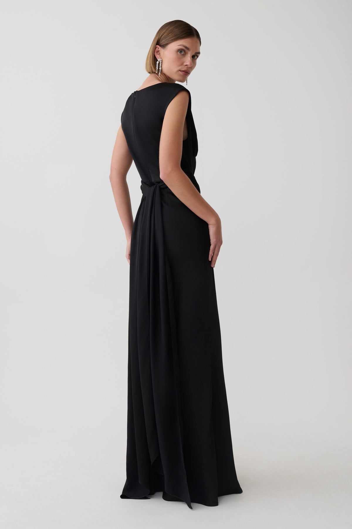 Destiny Cut Out Satin Maxi Dress - Black