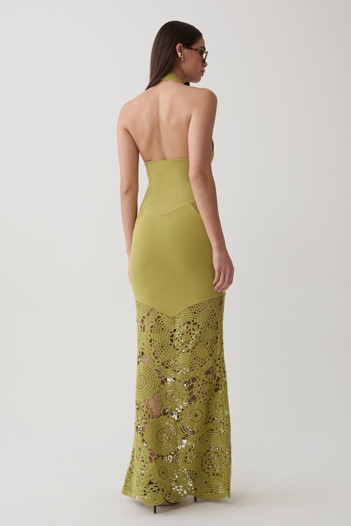 Clare Crochet Knit Maxi Dress - Chartreuse