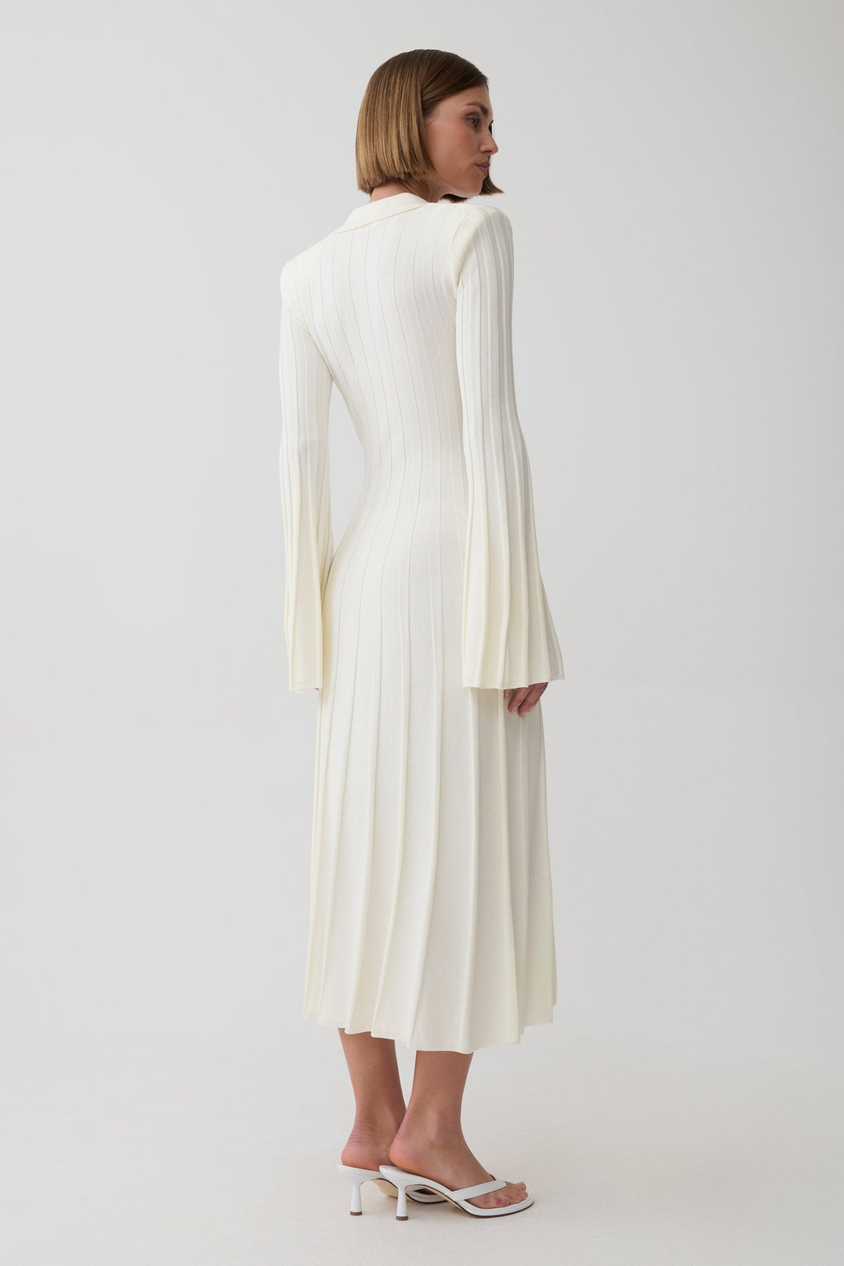 Maddie Long Sleeve Knit Midi Dress - Ivory