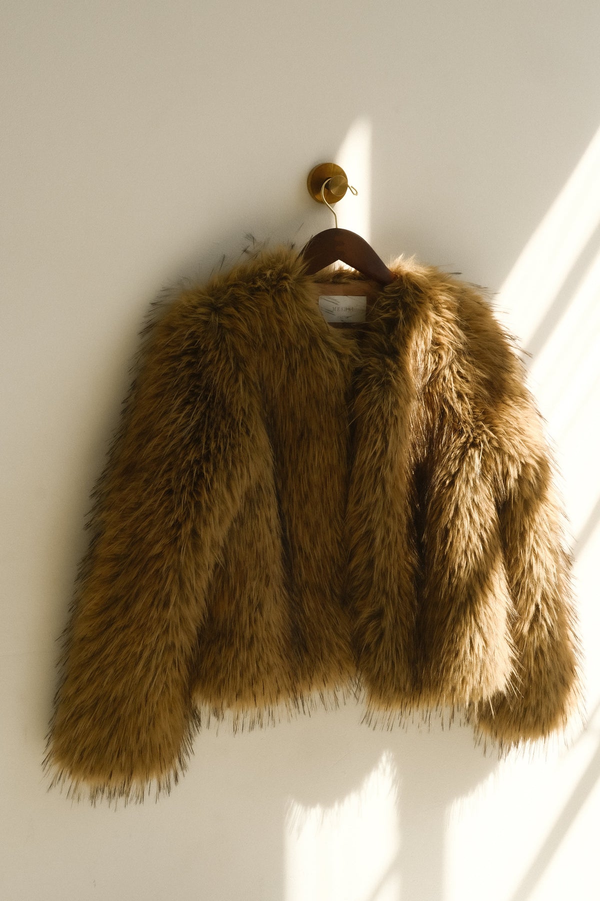 Ottie Faux Fur Cropped Jacket - Brown Multi
