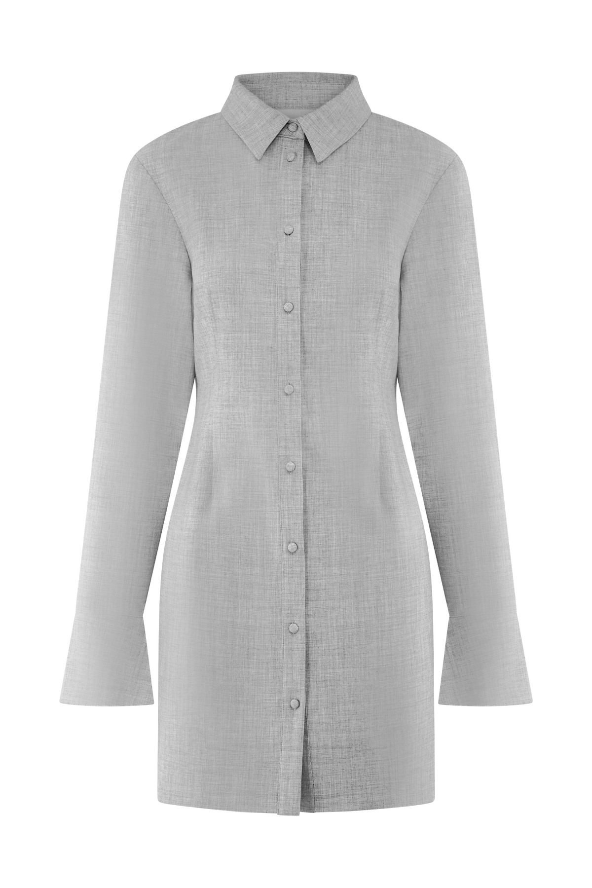 Dorian Fitted Shirt Mini Dress - Charcoal Marle