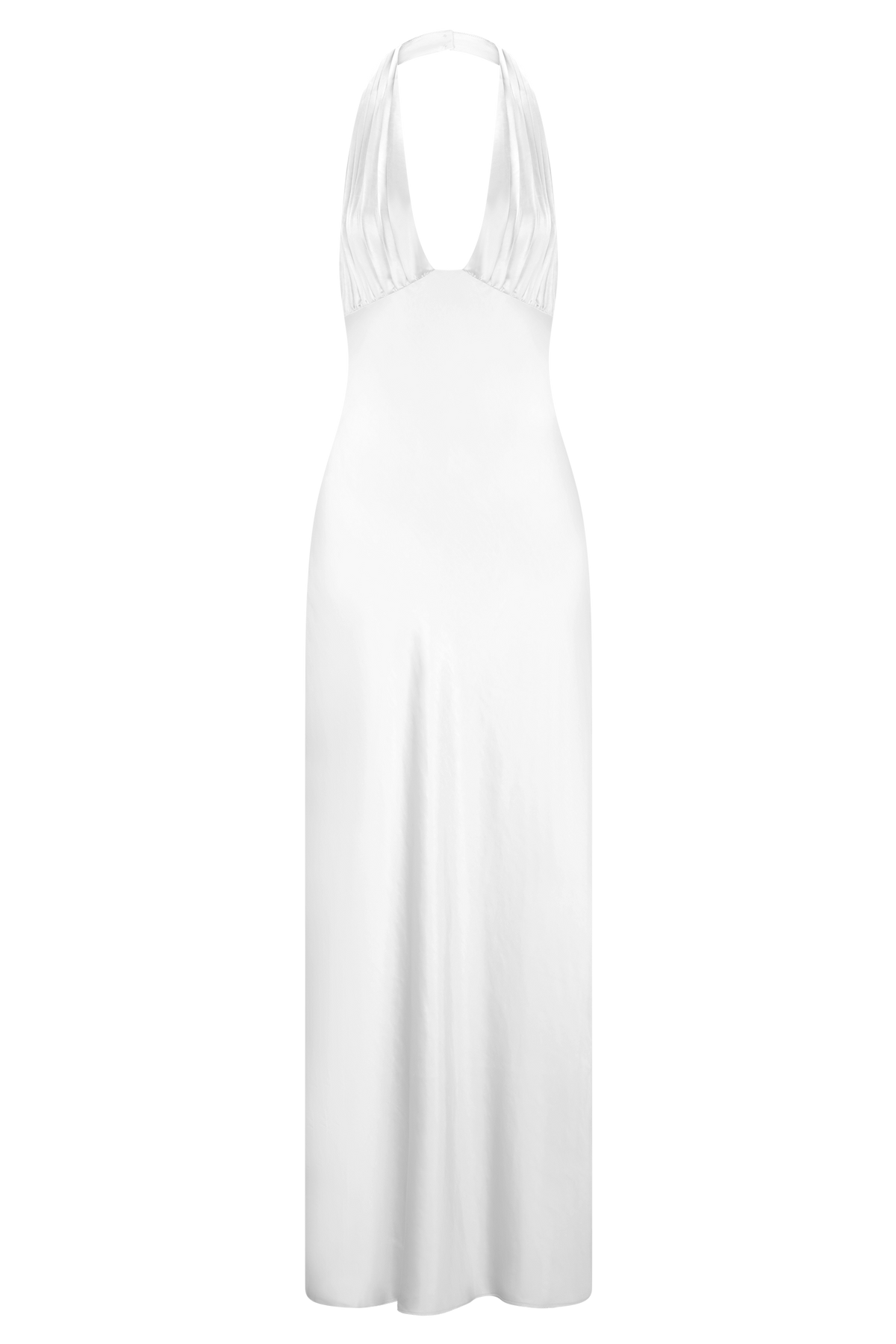 Alice Satin Halter Maxi Dress - White