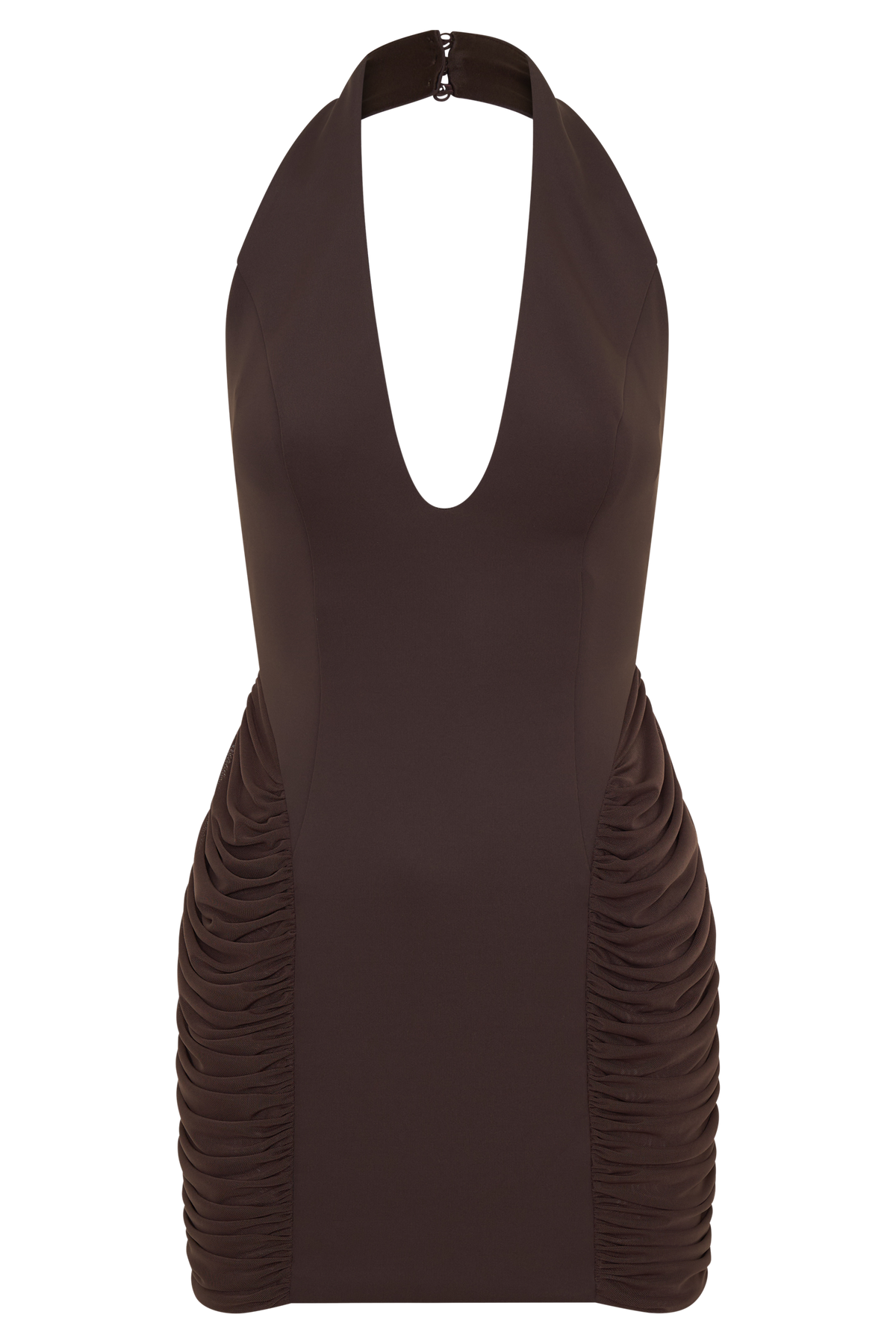 Anari Gathered Scuba Mini Dress - Dark Chocolate