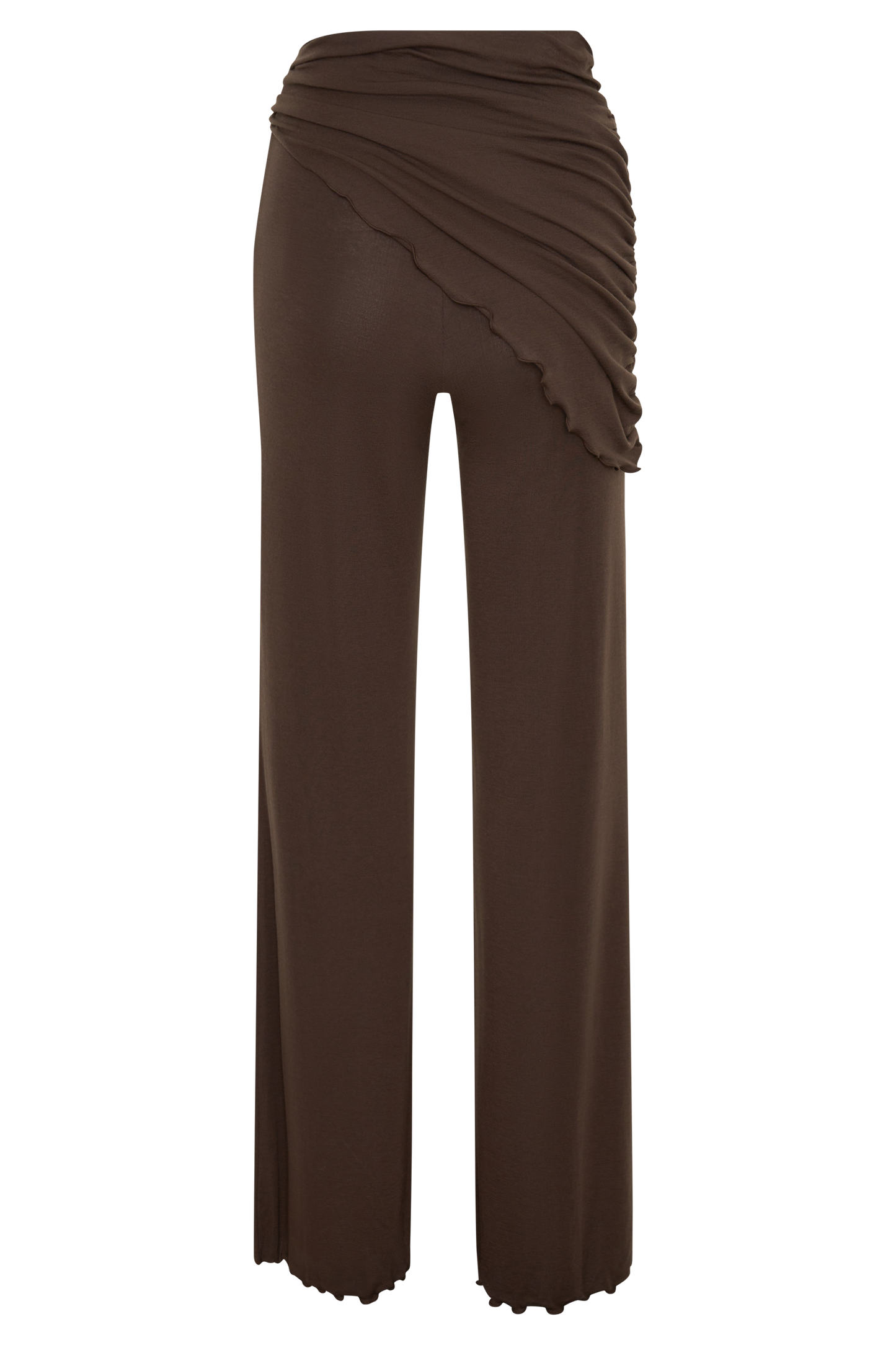 Anfie Straight Leg Pants With Waist Wrap - Dark Chocolate
