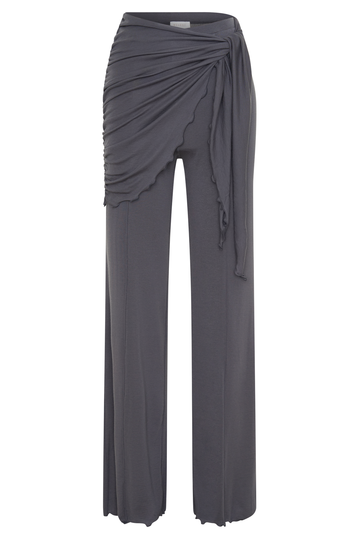 Anfie Straight Leg Pants With Waist Wrap - Grey