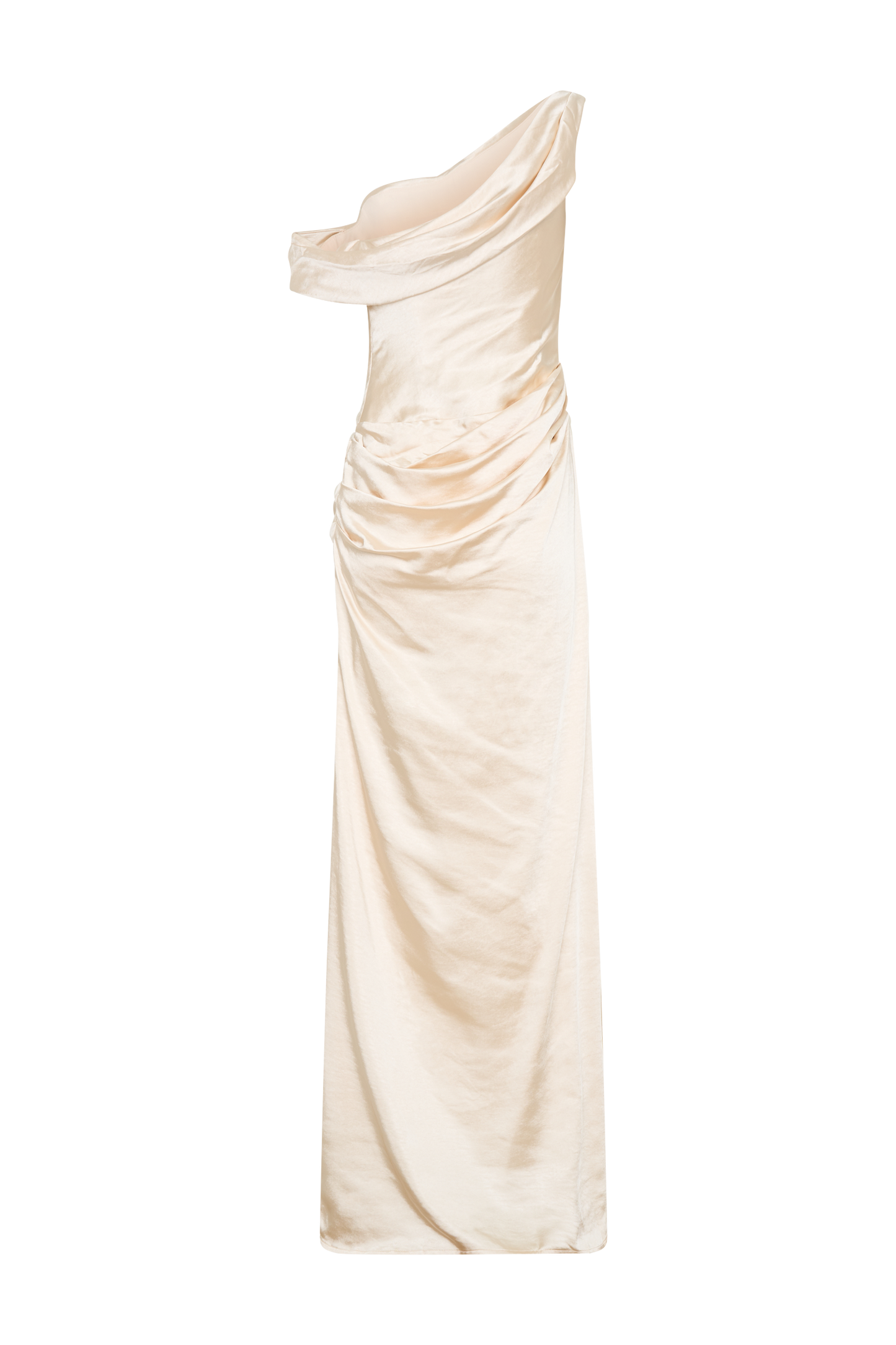 Dalia Off Shoulder Satin Maxi Dress - Blush Gold