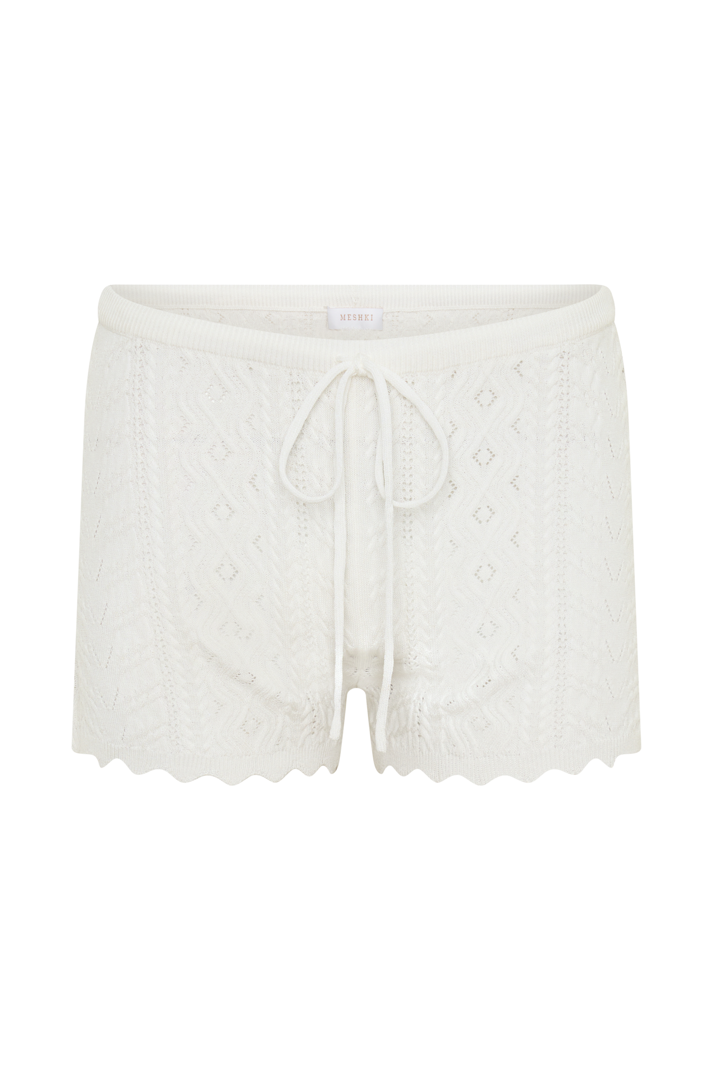 Darlene Pointelle Knit Shorts - White