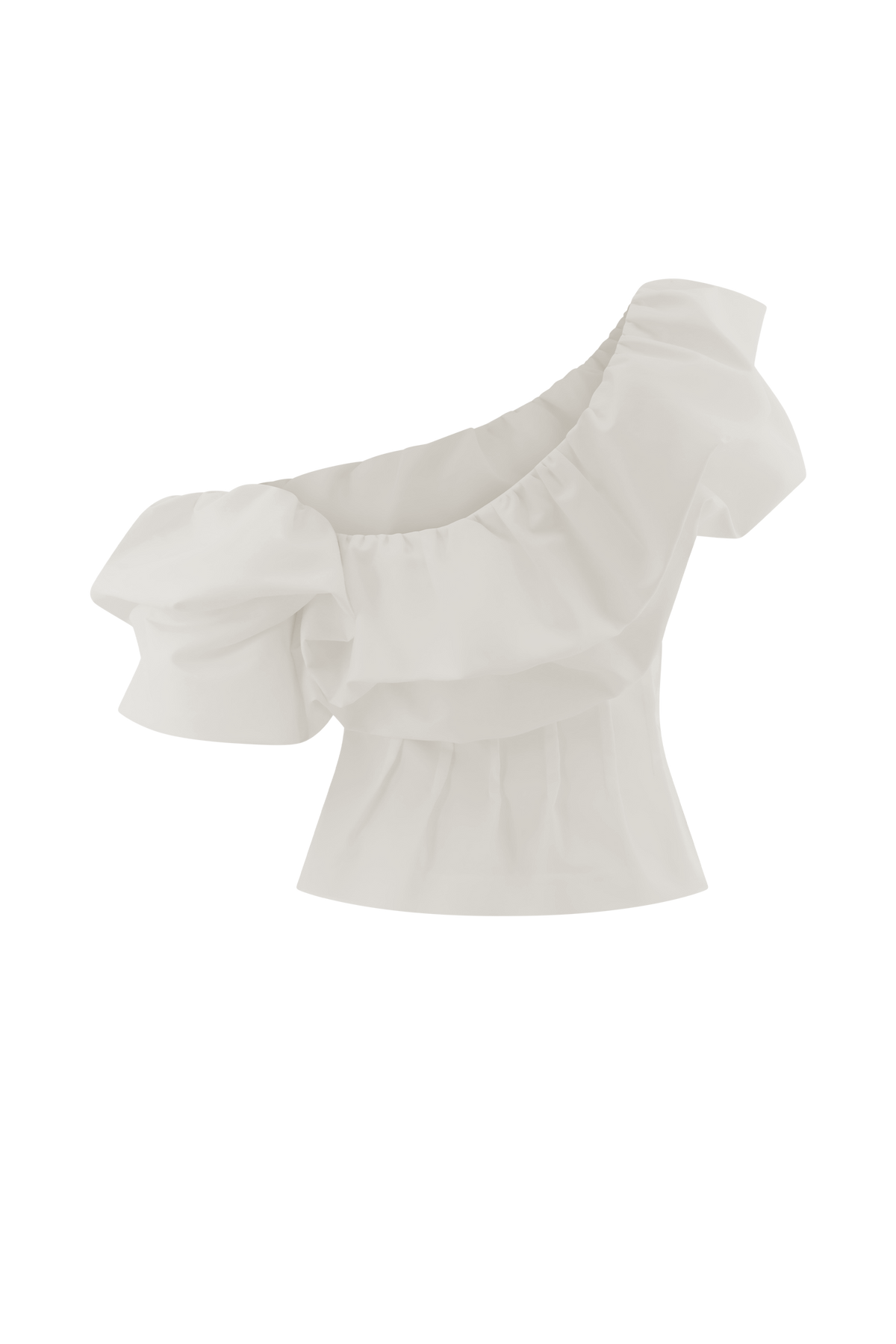 Debbie One Shoulder Bubble Top - White