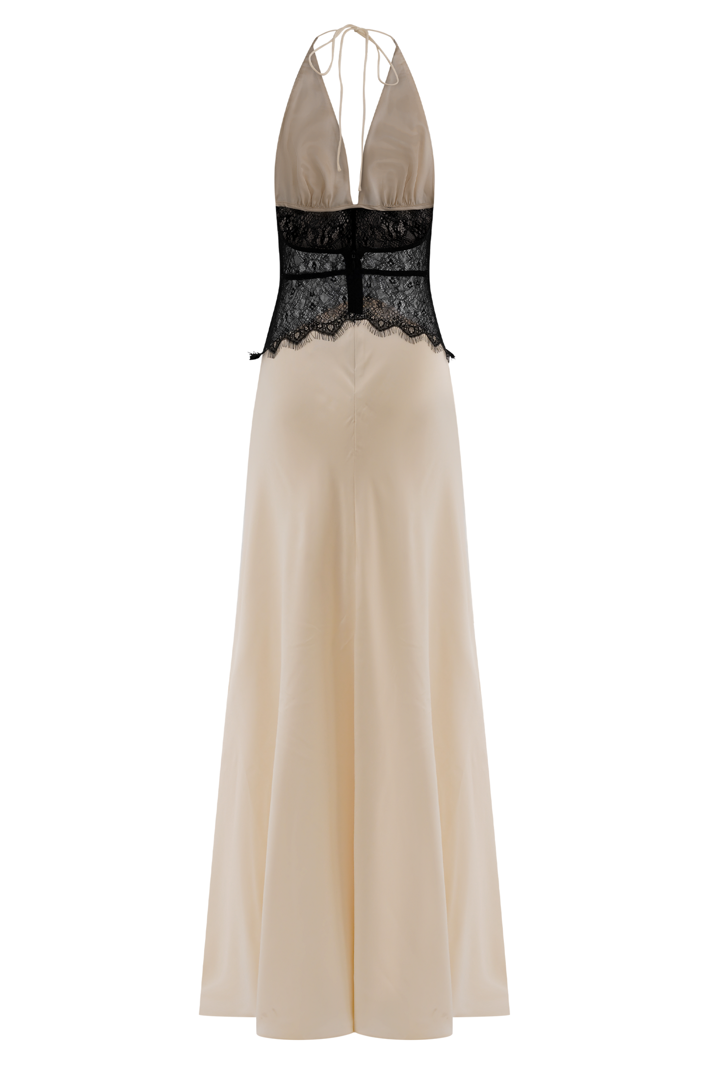 Dinah Lace And Satin Maxi Dress - Black/Ivory