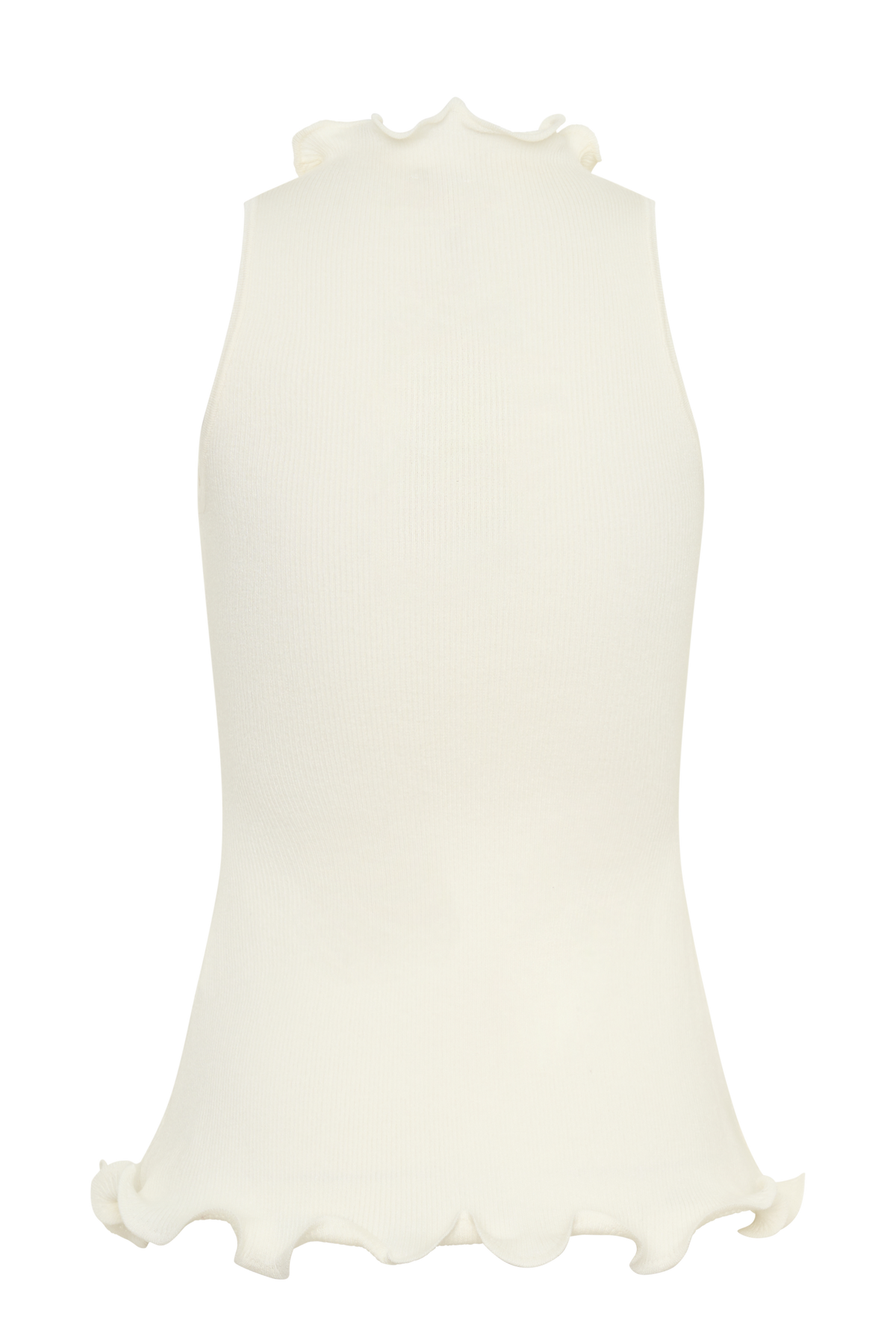 Diya Ribbed Sleeveless Top With Wire Hem - Ivory