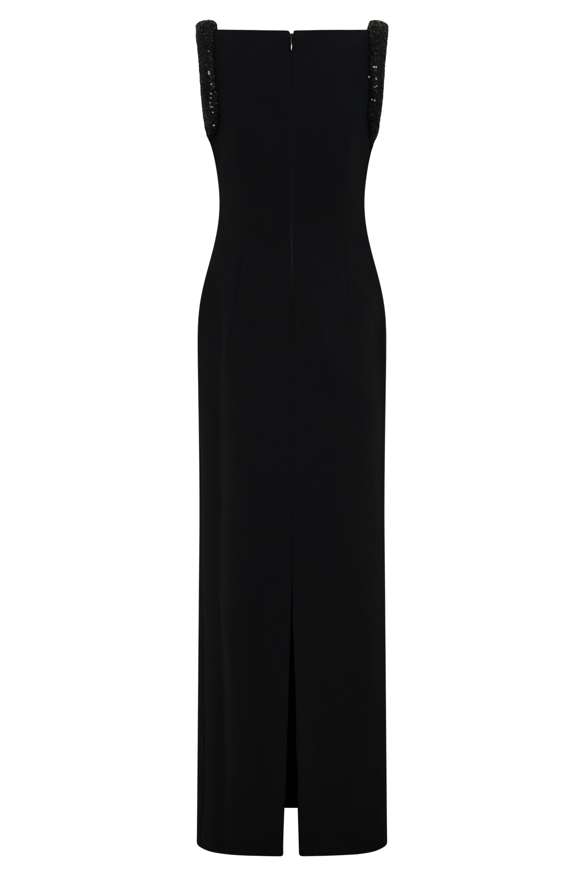 Elsie Crepe Maxi Dress With Beaded Straps - Black