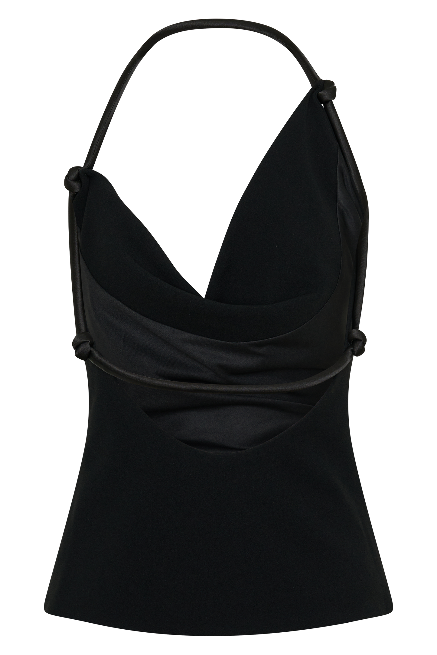 Gracie Halter Neck Asymmetrical Top - Black
