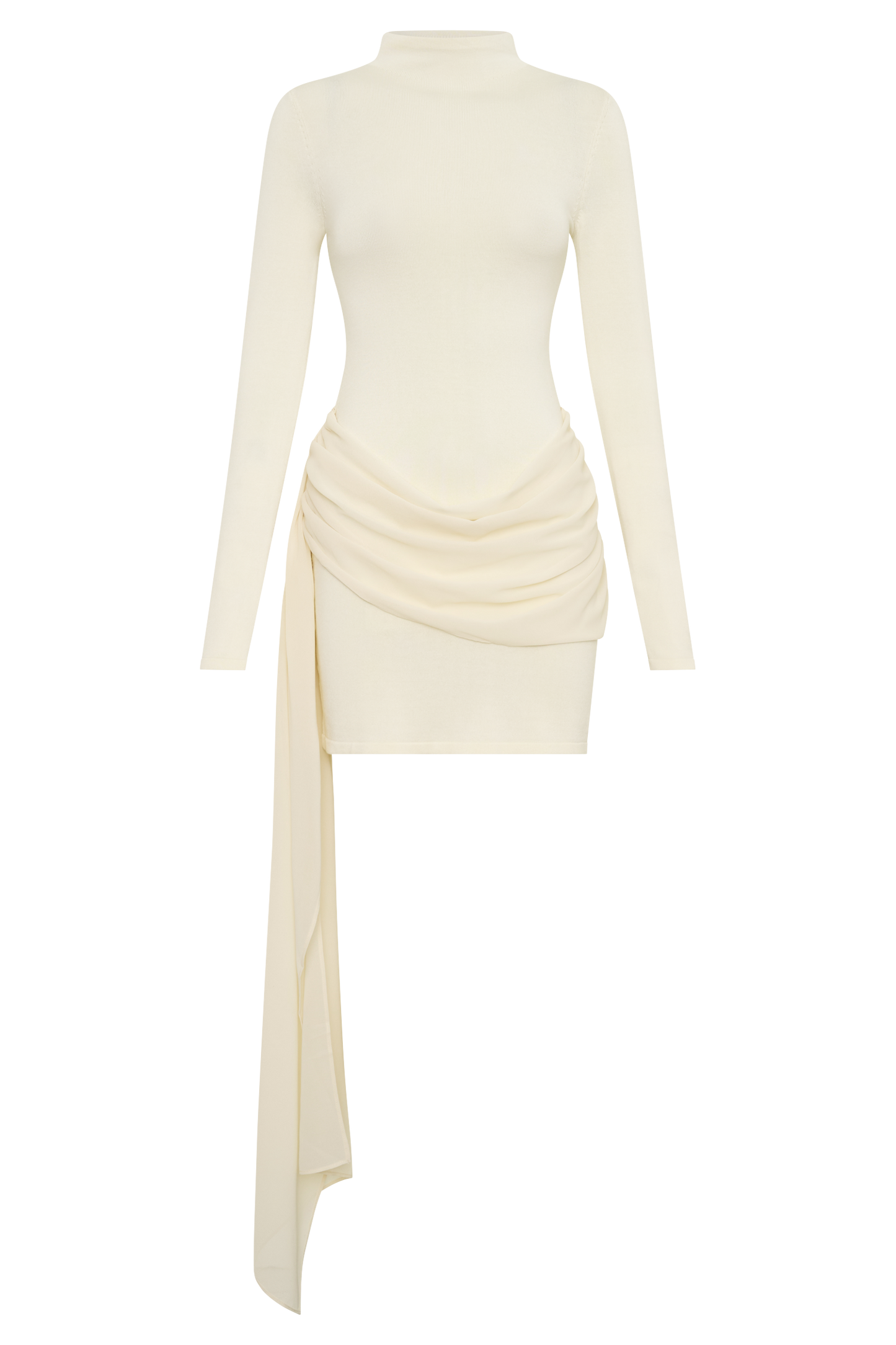 Grayson Knit Chiffon Mini Dress - Buttercream