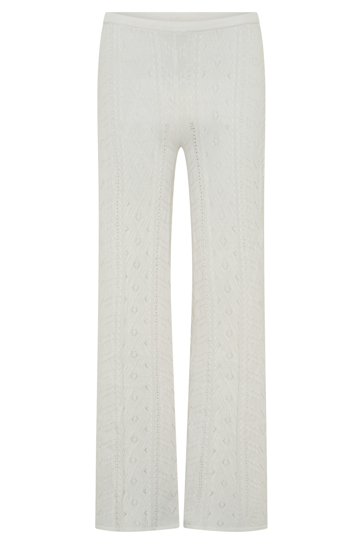 Jill Pointelle Knit Pants - White