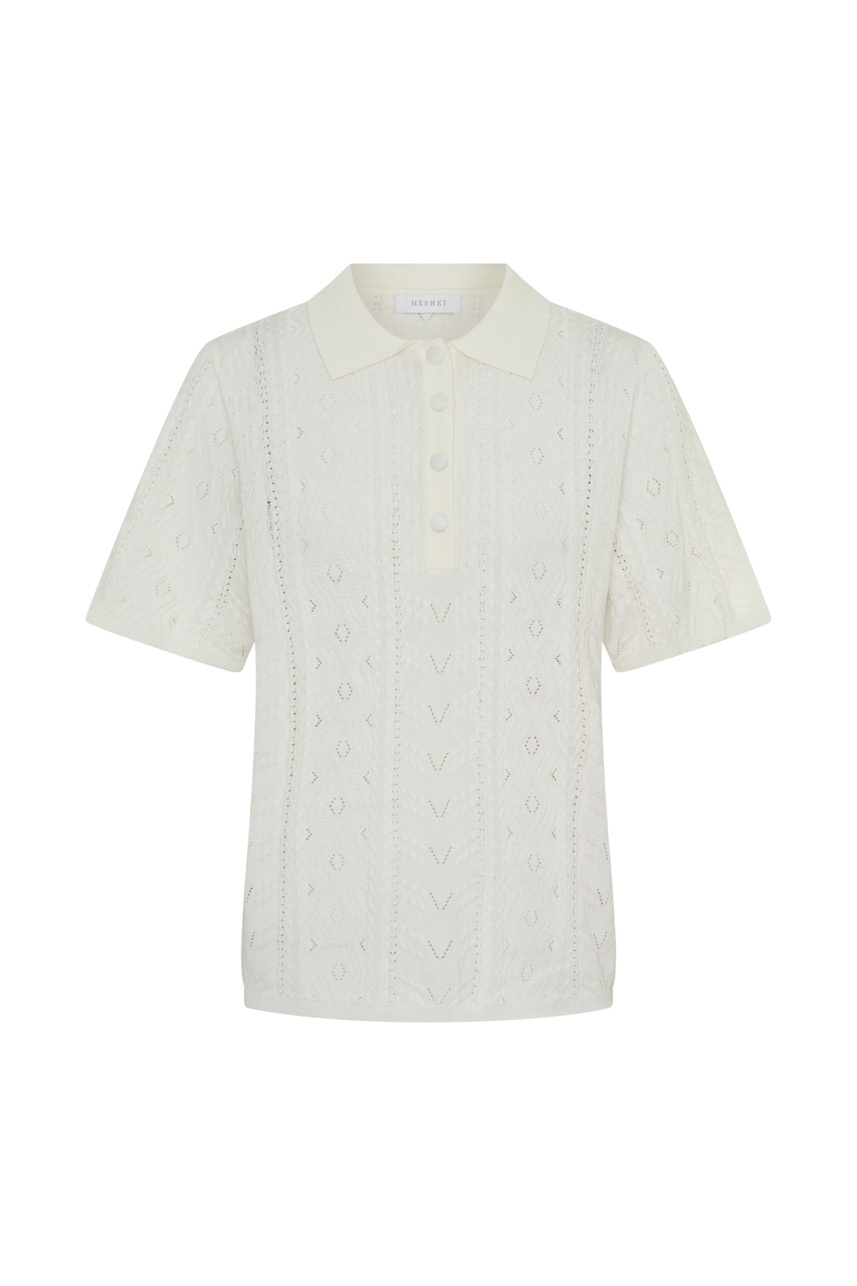 Jill Pointelle Knit Top - White