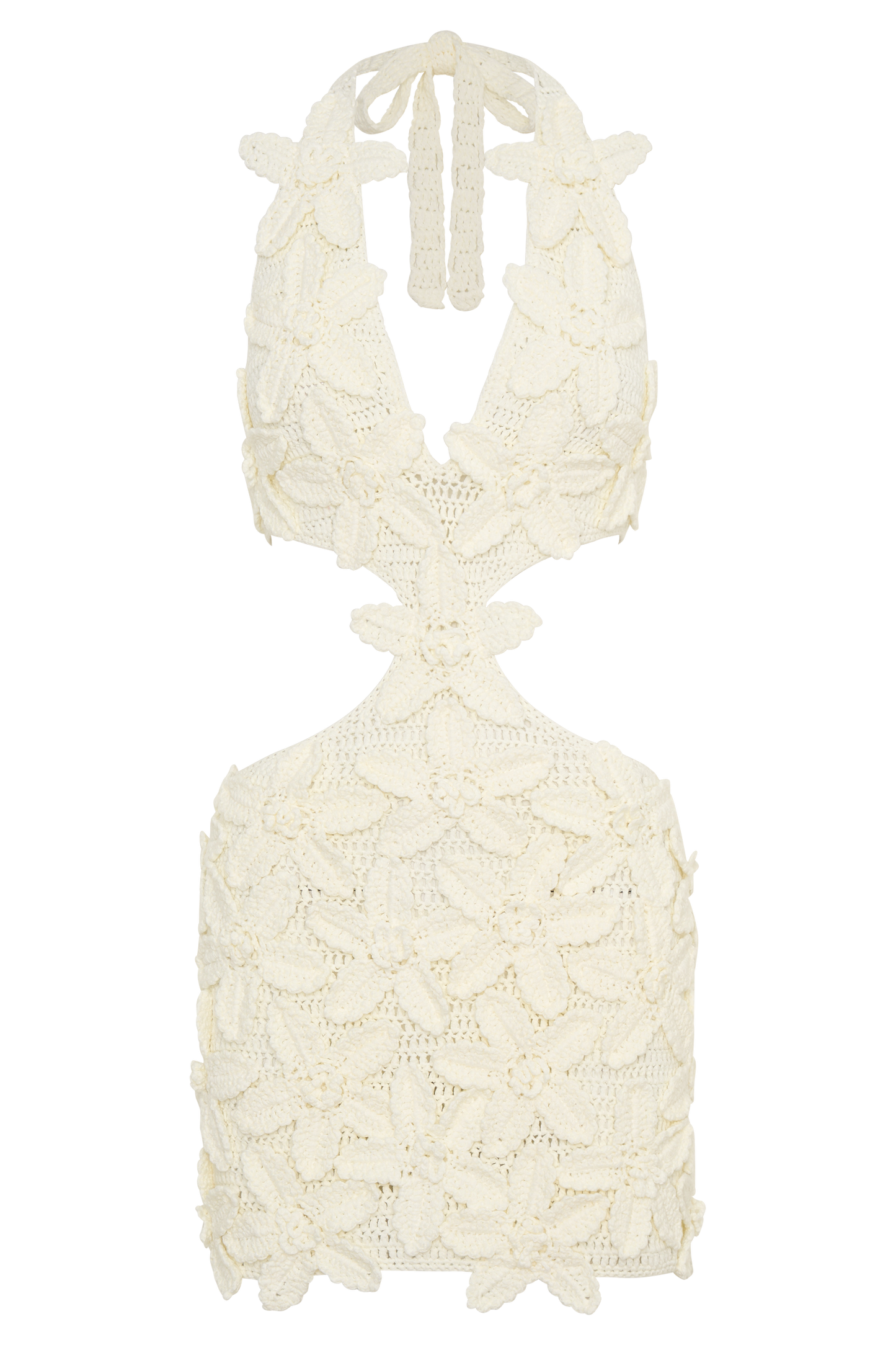 Jaylene Floral Crochet Mini Dress - White