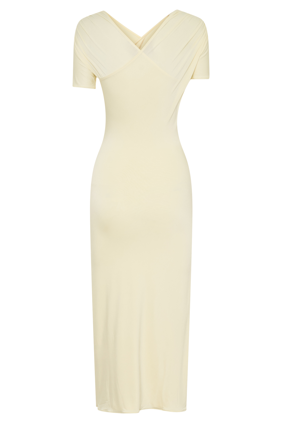 Junie Cross-Over Neck Slinky Maxi Dress - Lemon