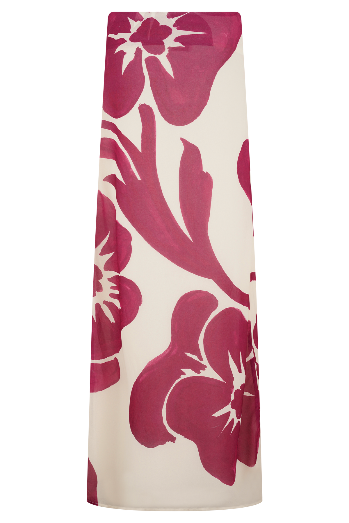 Katalina Chiffon Maxi Skirt - Red Deco Fleur Print