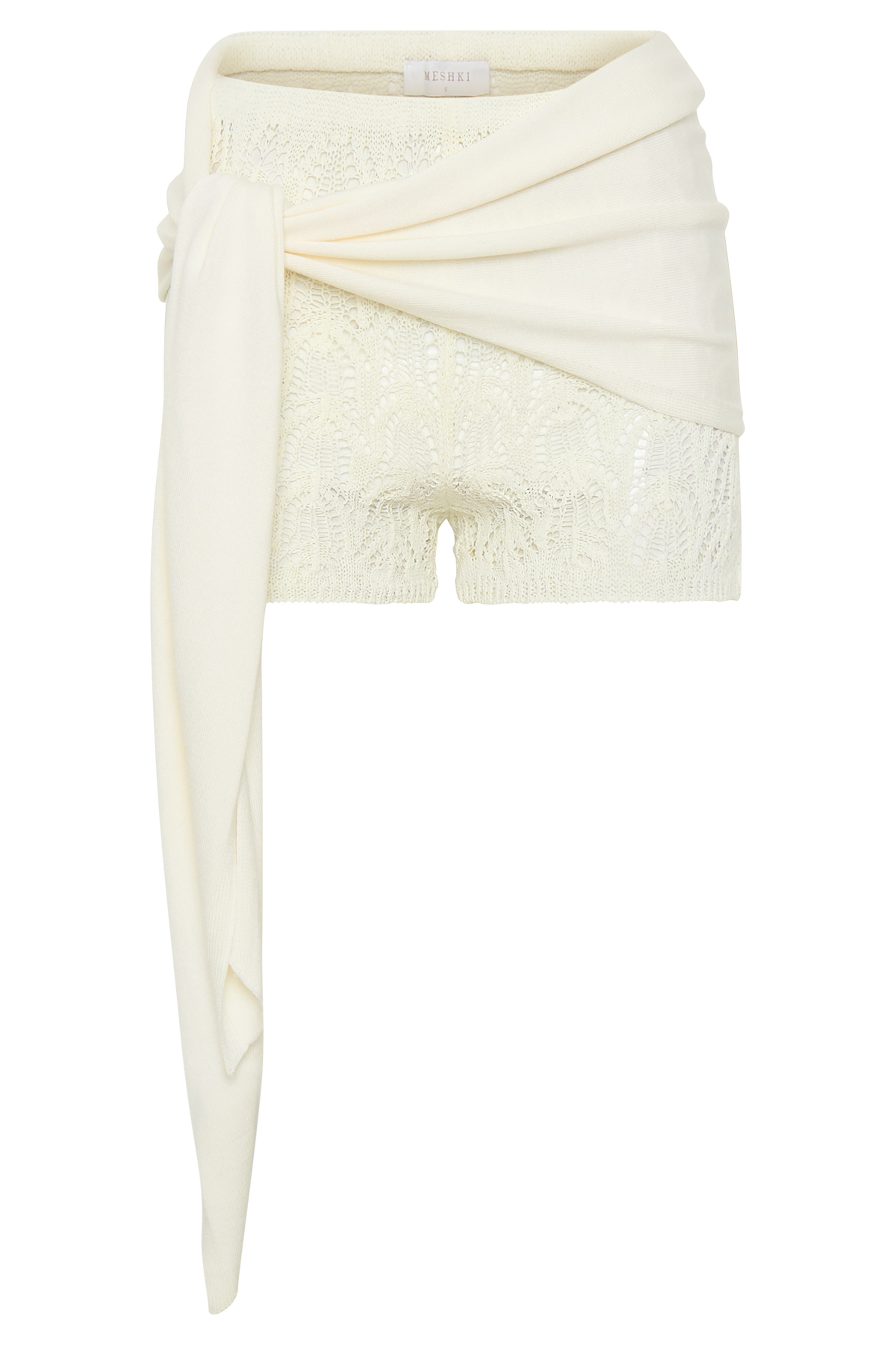Liora Crochet Shorts With Knit Overlay - Ivory
