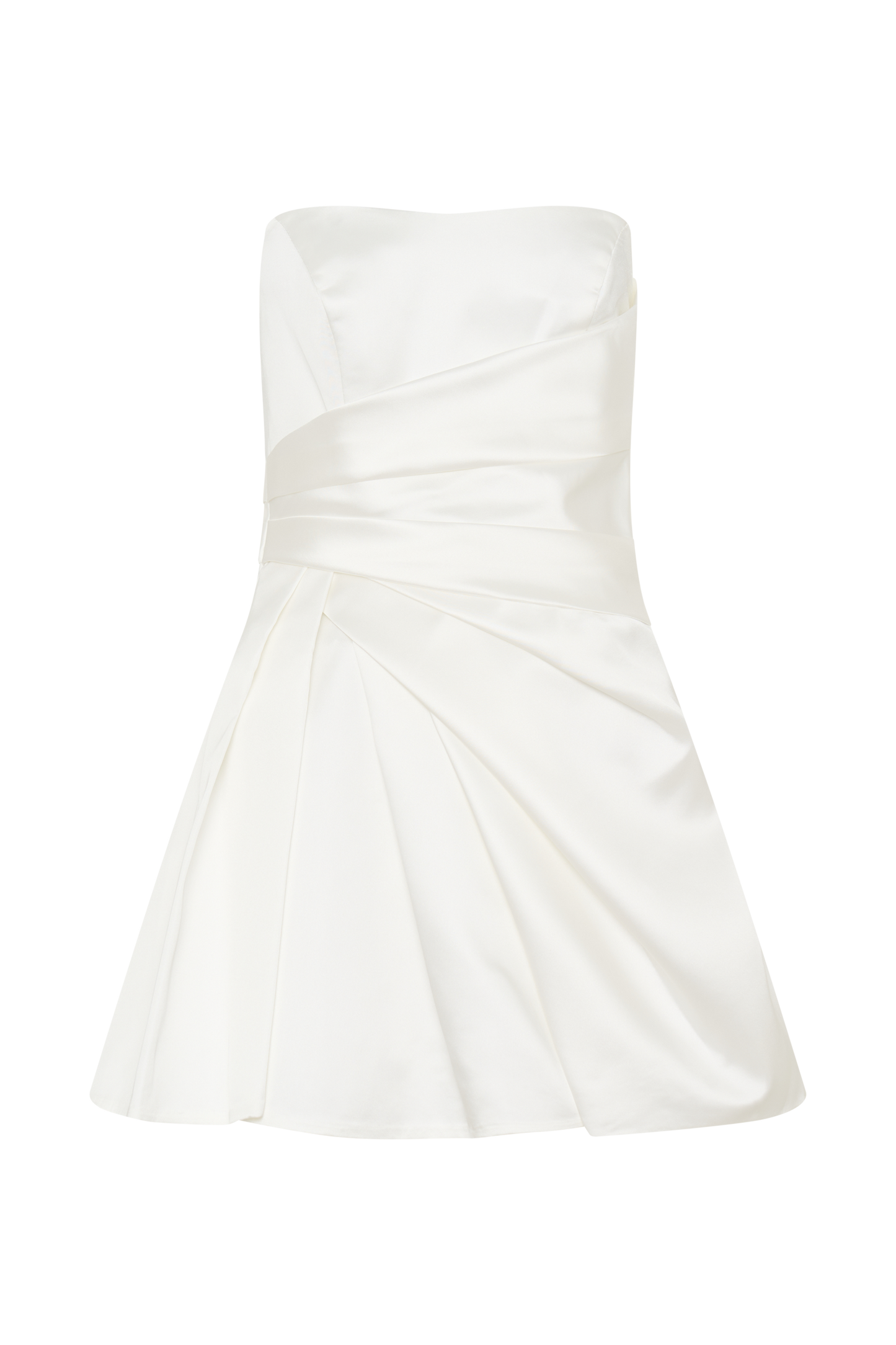 Lora Strapless Satin Mini Dress - White