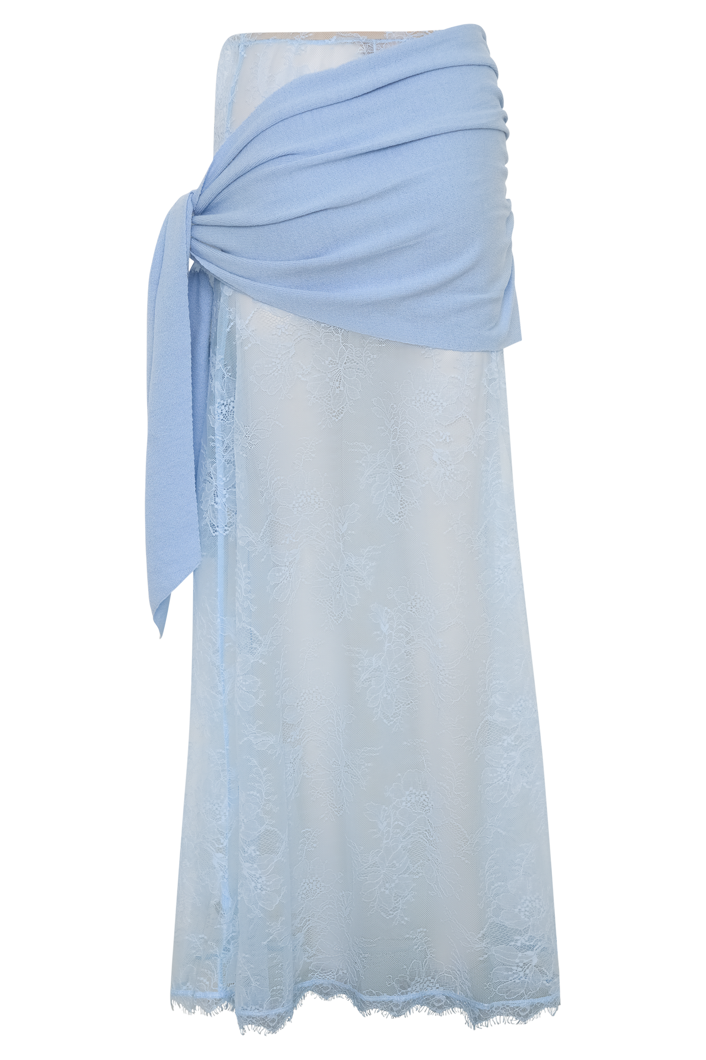 Lucy Lace And Knit Skirt - Cornflower Blue