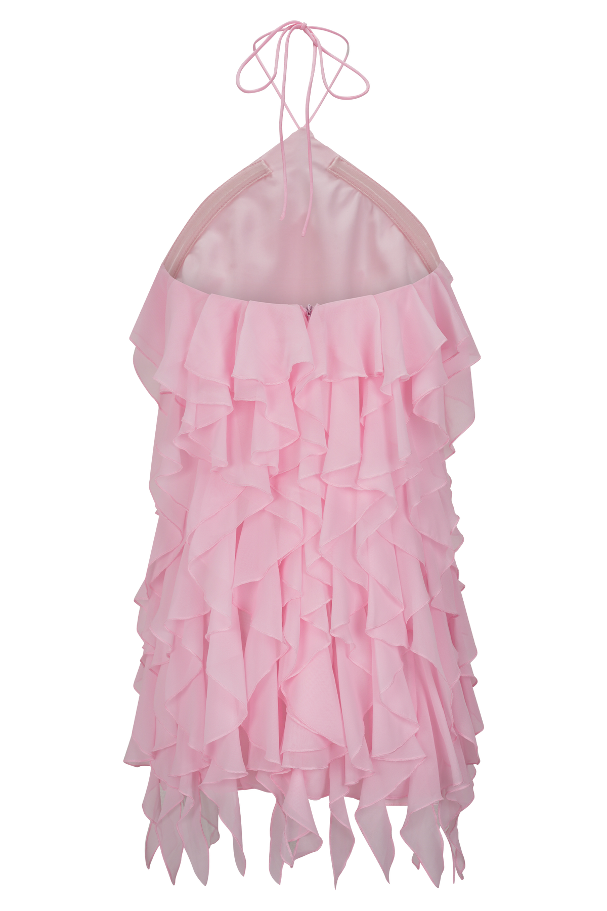 Marigold Ruffle Halter Mini Dress - Powder Pink