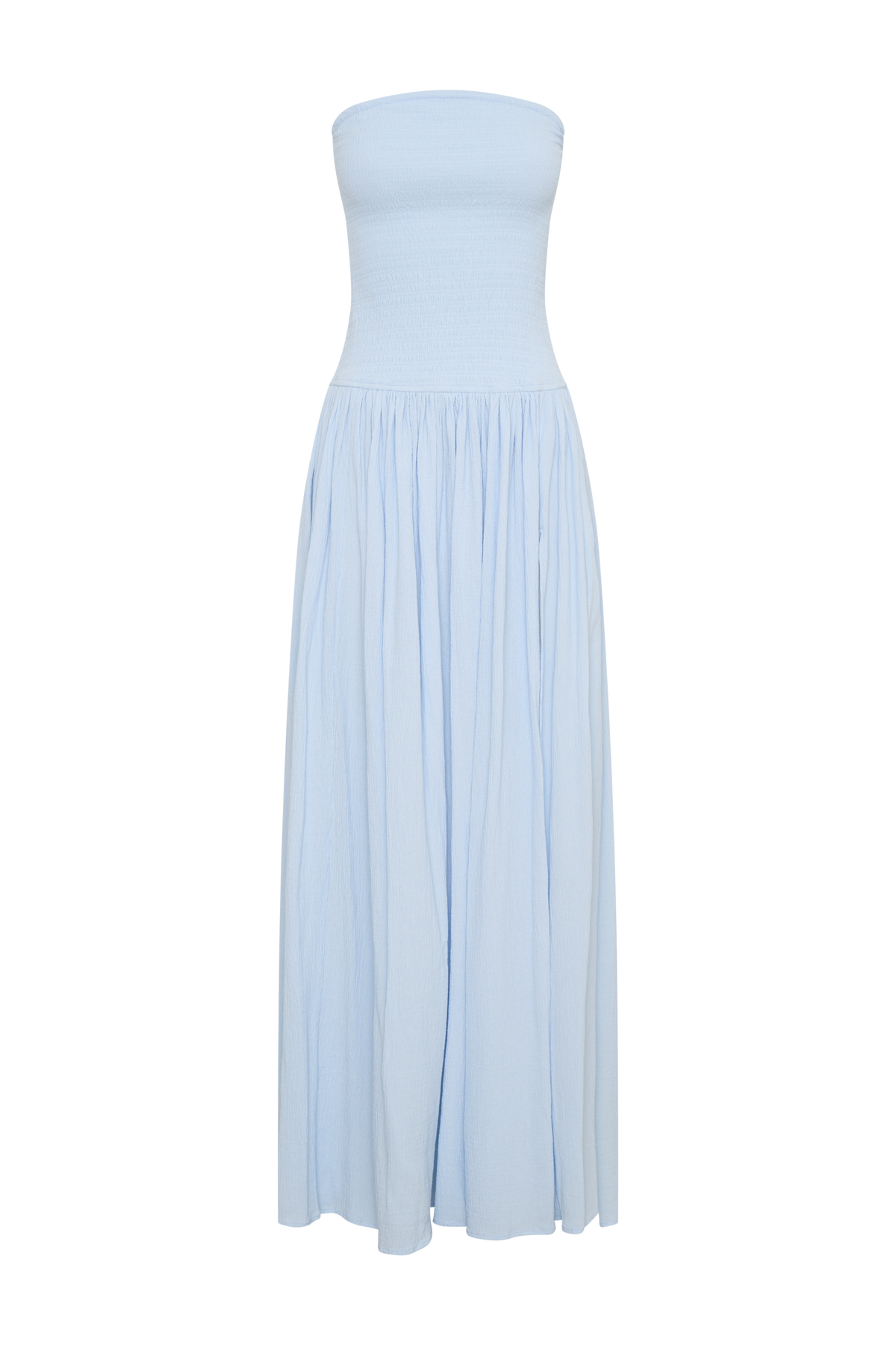 Maureen Cotton Shirring Maxi Dress - Powder Blue