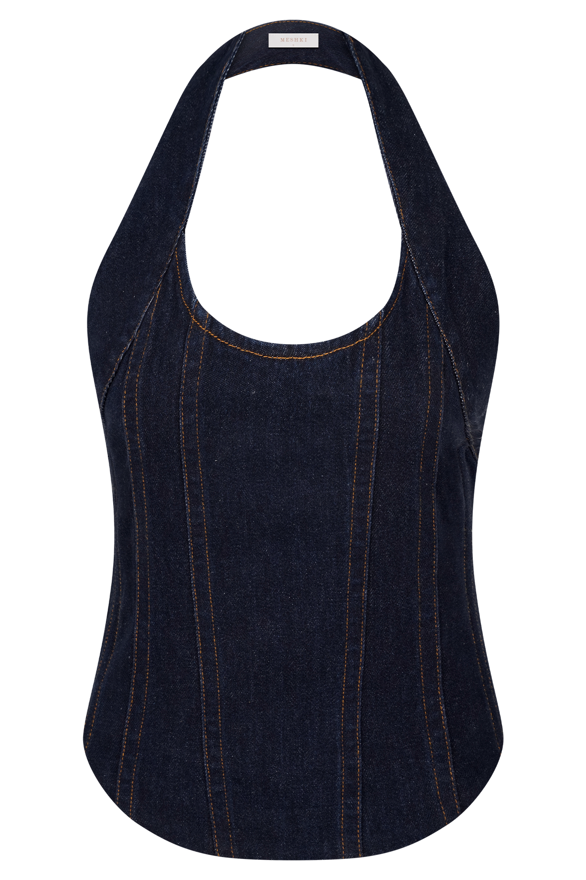 Meadow Denim Corset Halter Top - Indigo Blue