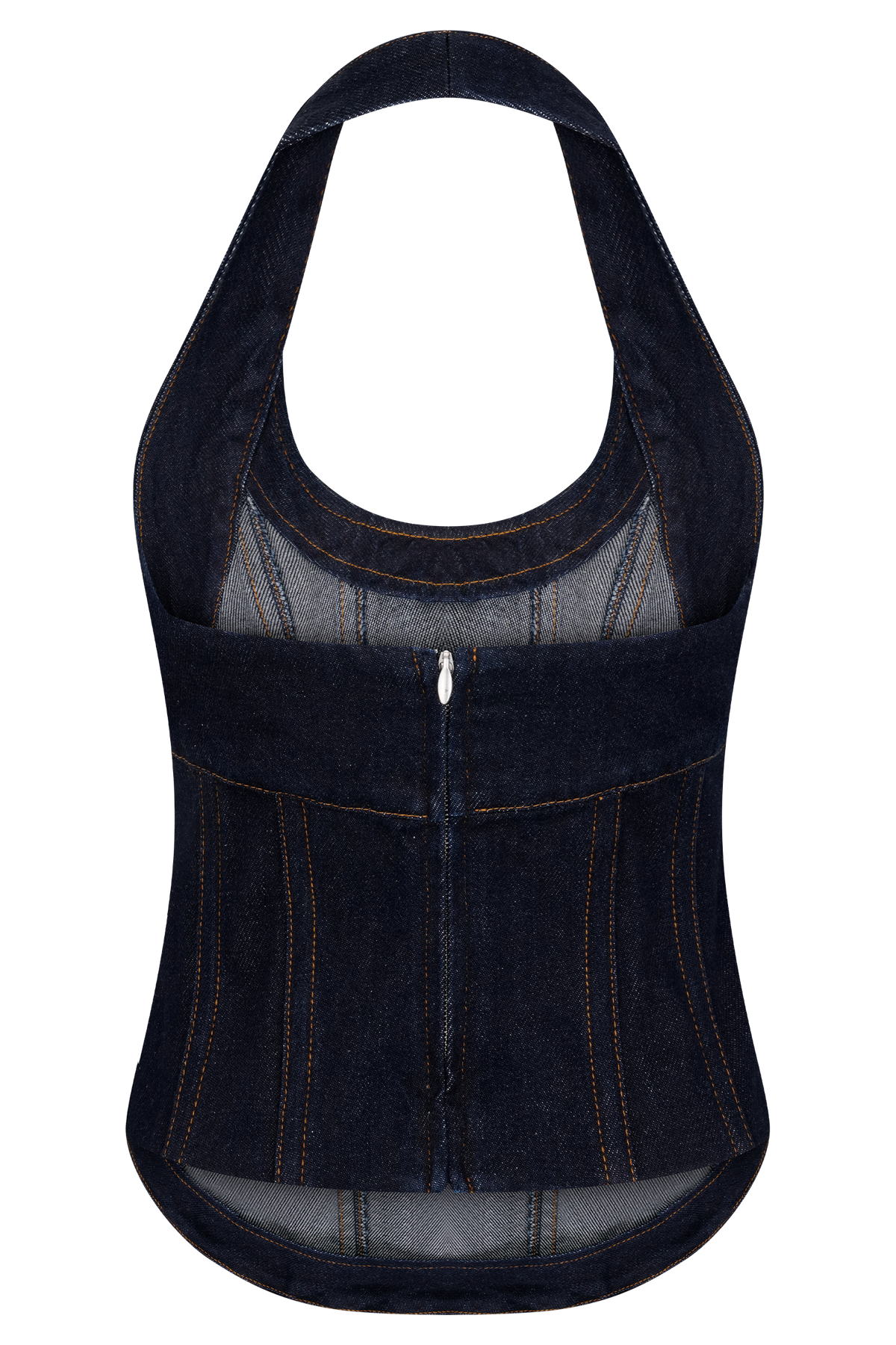 Meadow Denim Corset Halter Top - Indigo Blue