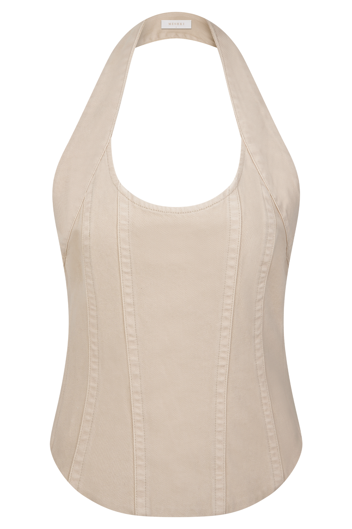 Meadow Denim Corset Halter Top - Stone Wash