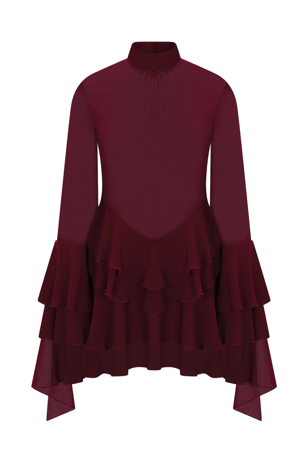 Nimah Chiffon Ruffle Mini Dress - Wine