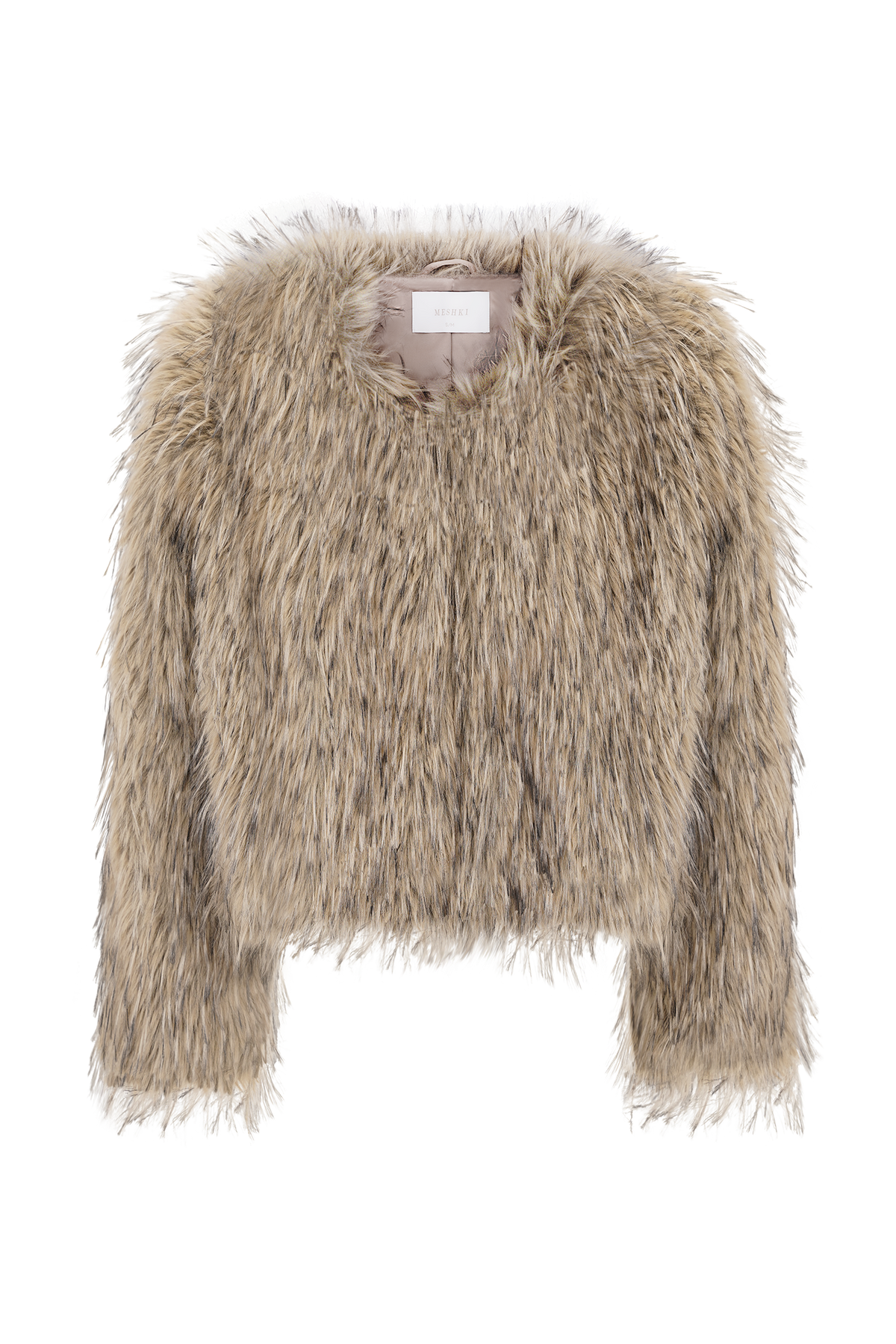 Ottie Faux Fur Cropped Jacket - Brown Multi