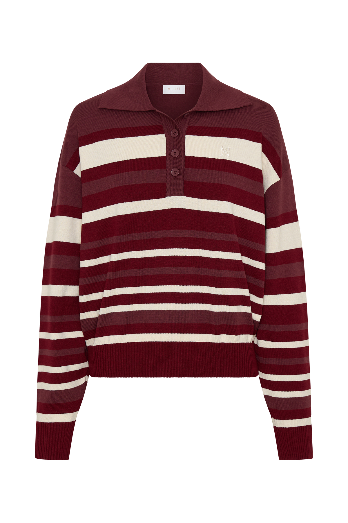 Philly Stripe Long Sleeve Knit Jumper - Burgundy/Cream