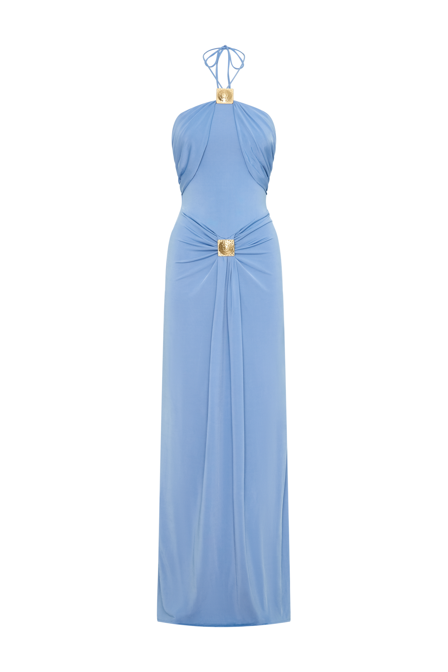 Quincy Halter Maxi Dress With Hardware - Cornflower Blue