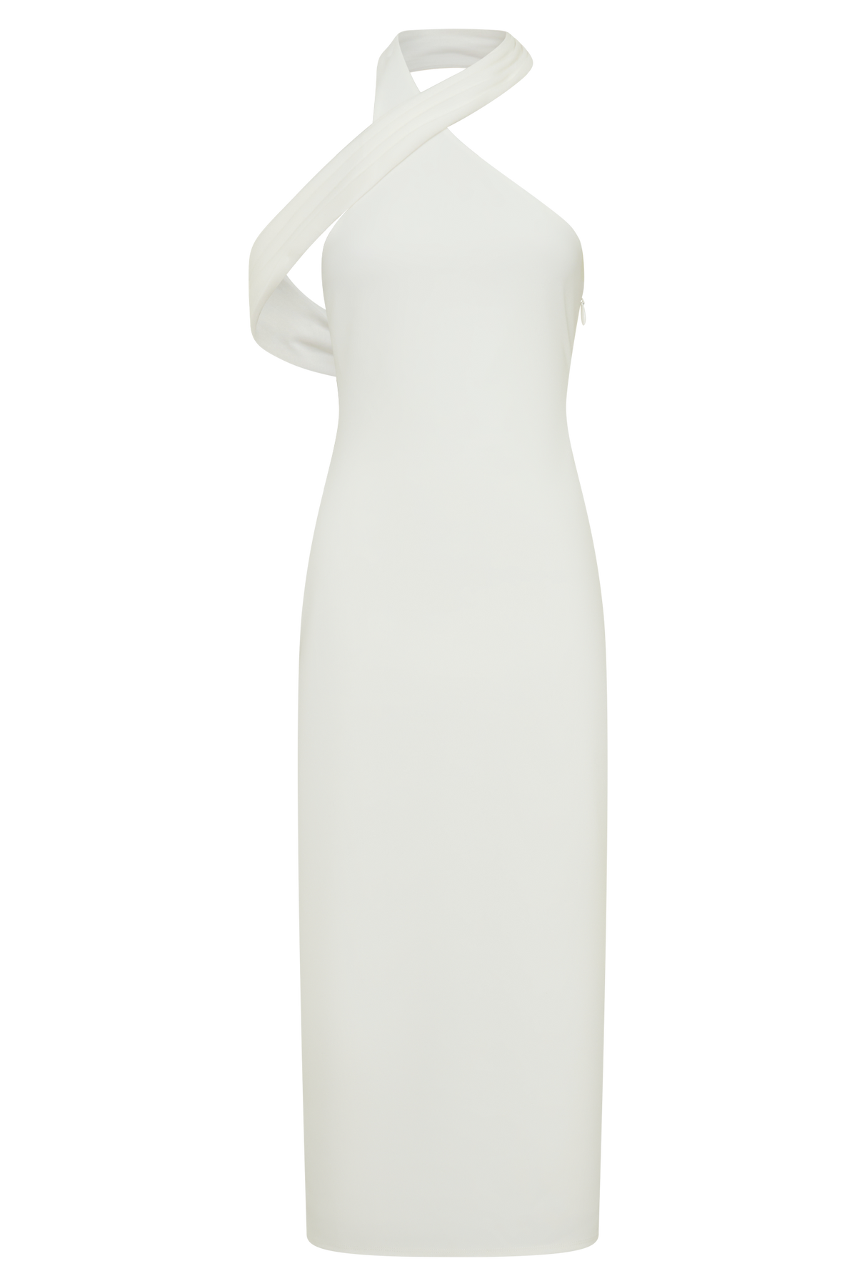Sable Crossover Crepe Midi Dress - White