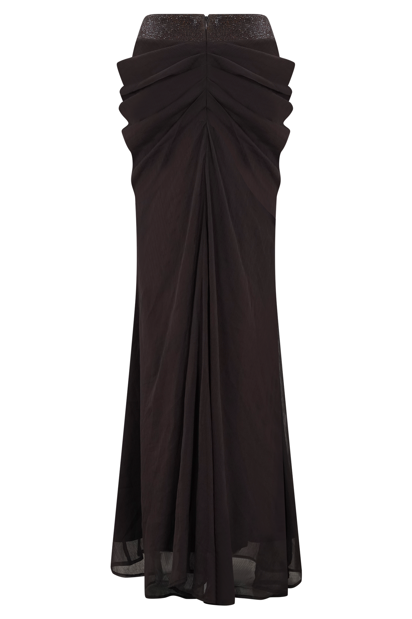 Siren Satin And Diamante Maxi Skirt - Dark Chocolate