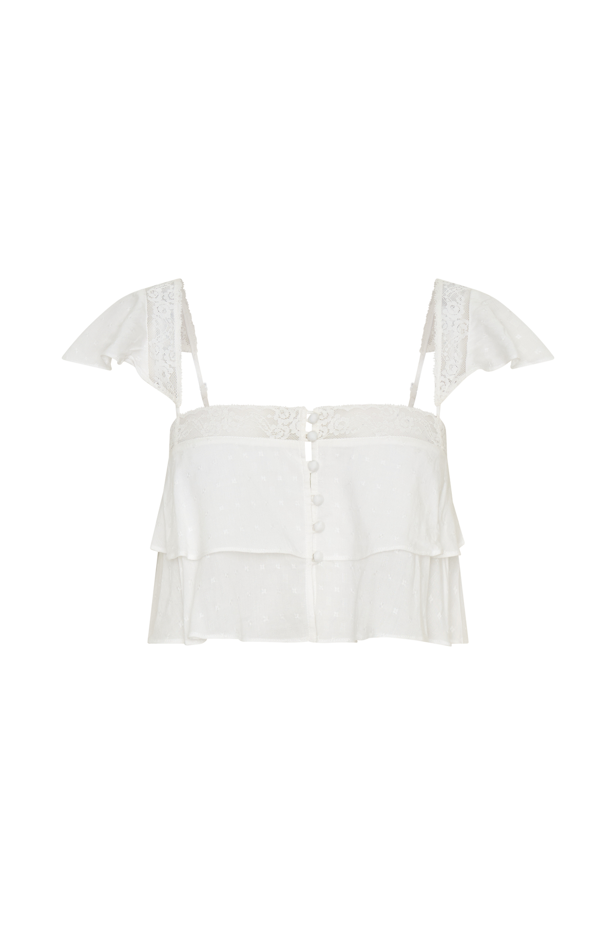 Skylar Lace Sleeveless Crop Top - White
