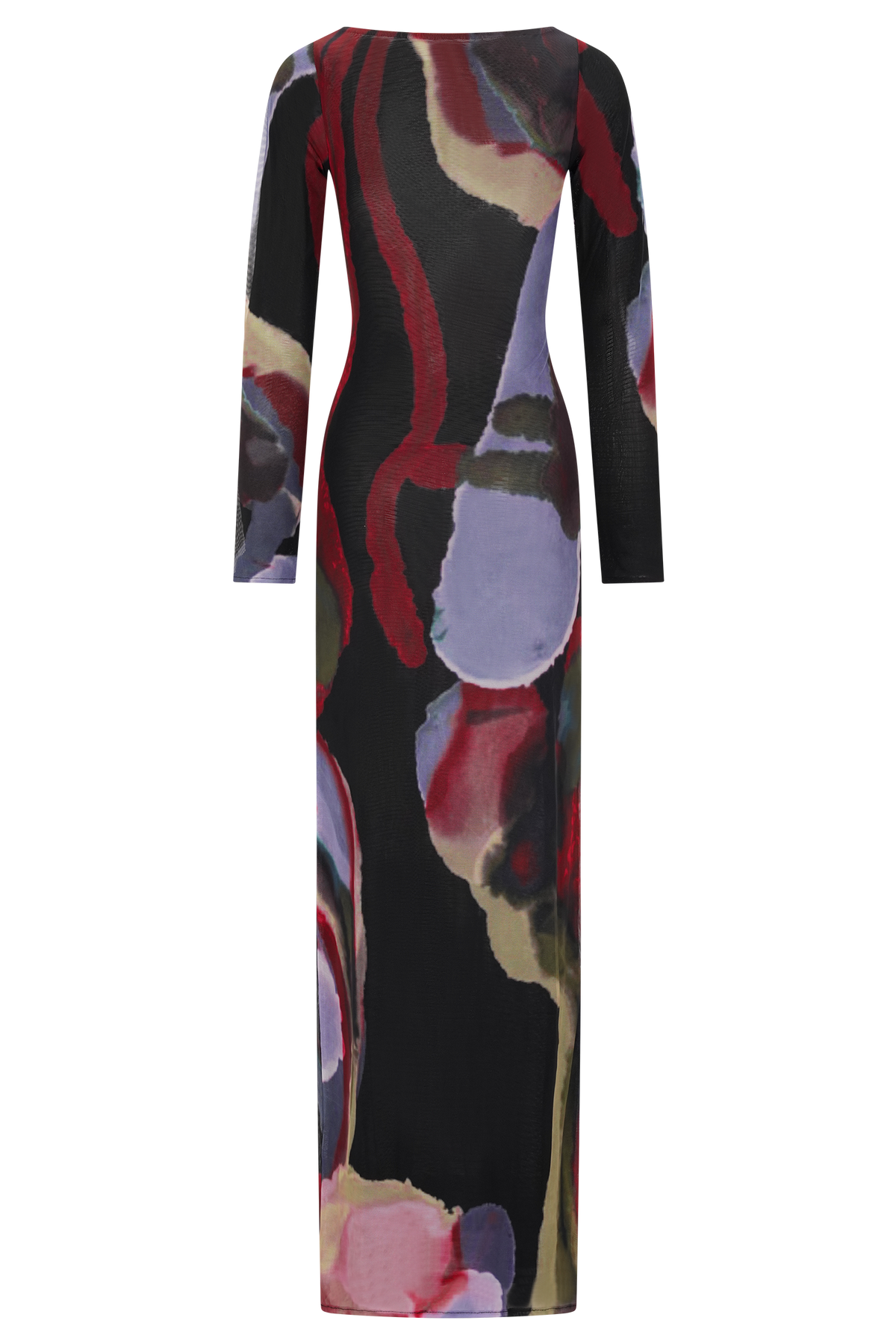 Soraya Long Sleeve Mesh Maxi Dress - Multi Fluid Reverie Print