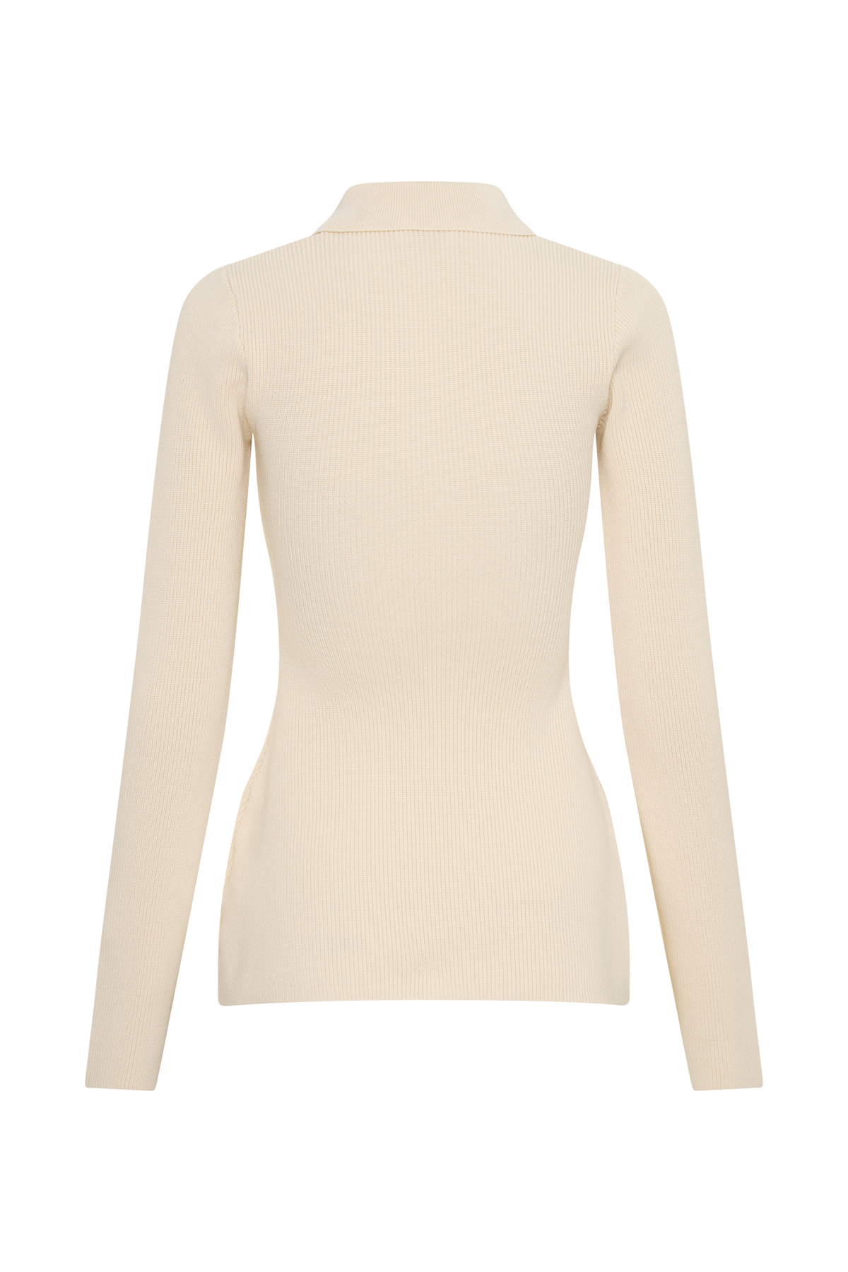 Suzie Ribbed Long Sleeve Longline Top - Ivory