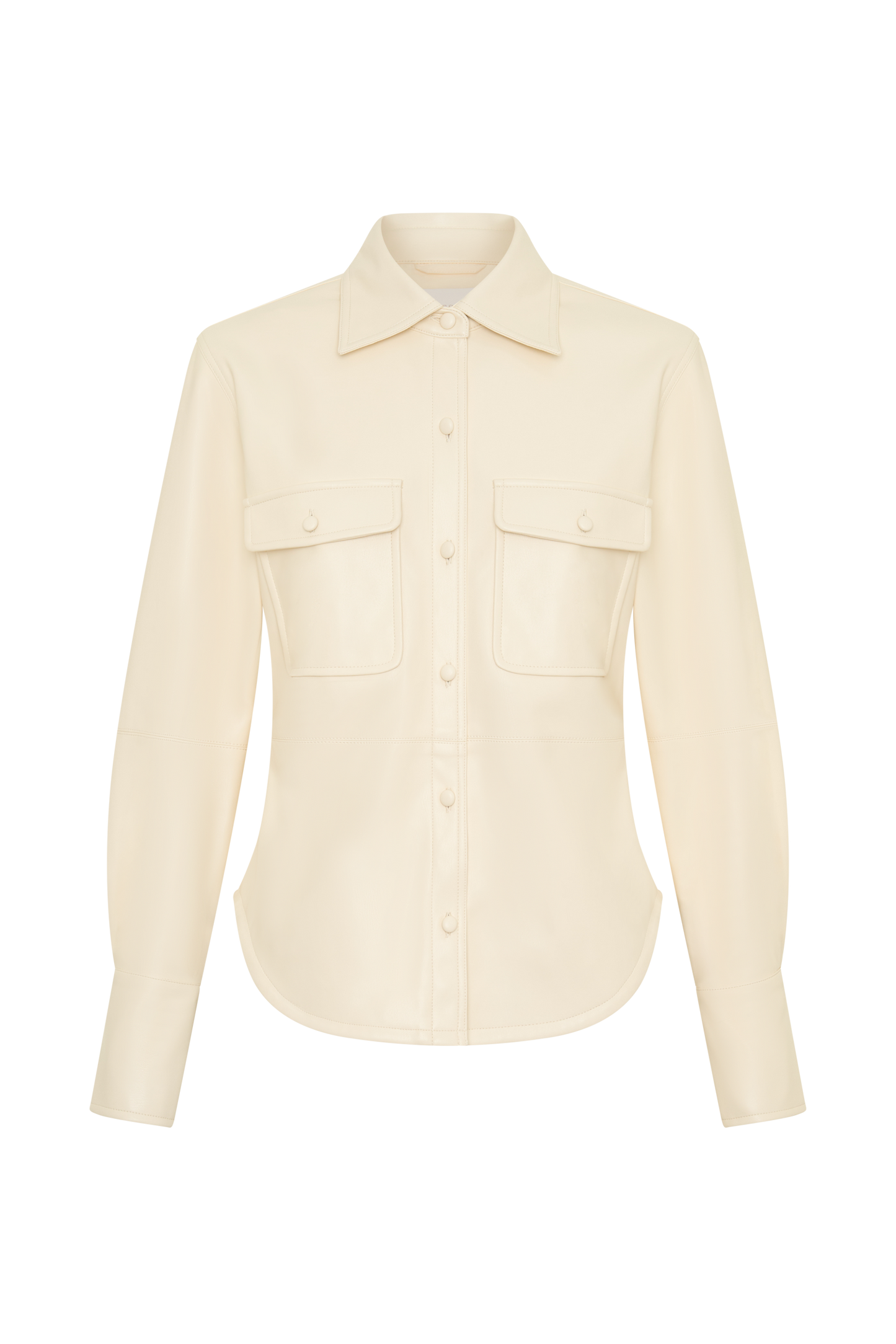 Winslet Faux Leather Shirt - Bone