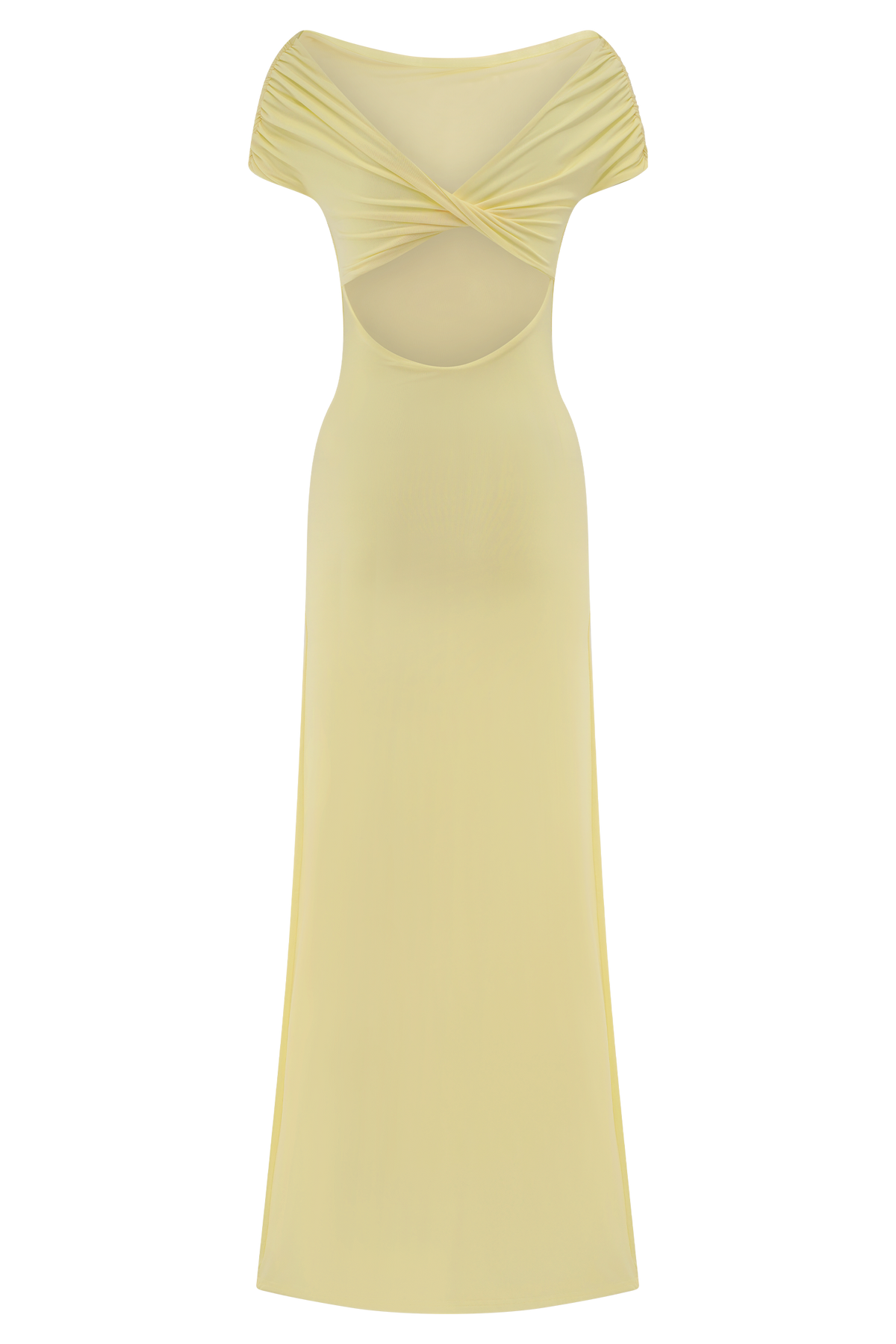 Imogen Off Shoulder Slinky Maxi Dress - Lemon