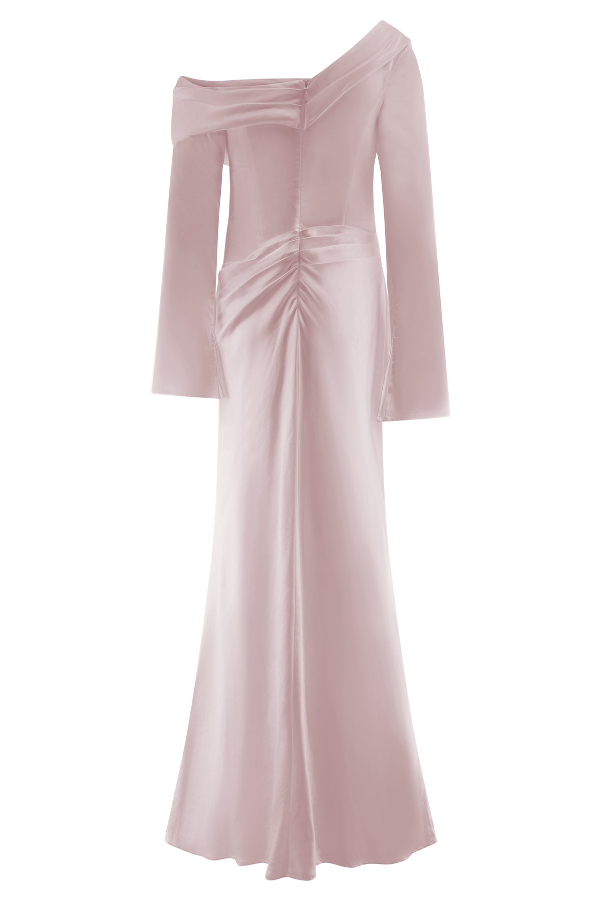 Iris Long Sleeve Satin Maxi Dress - Soft Pink