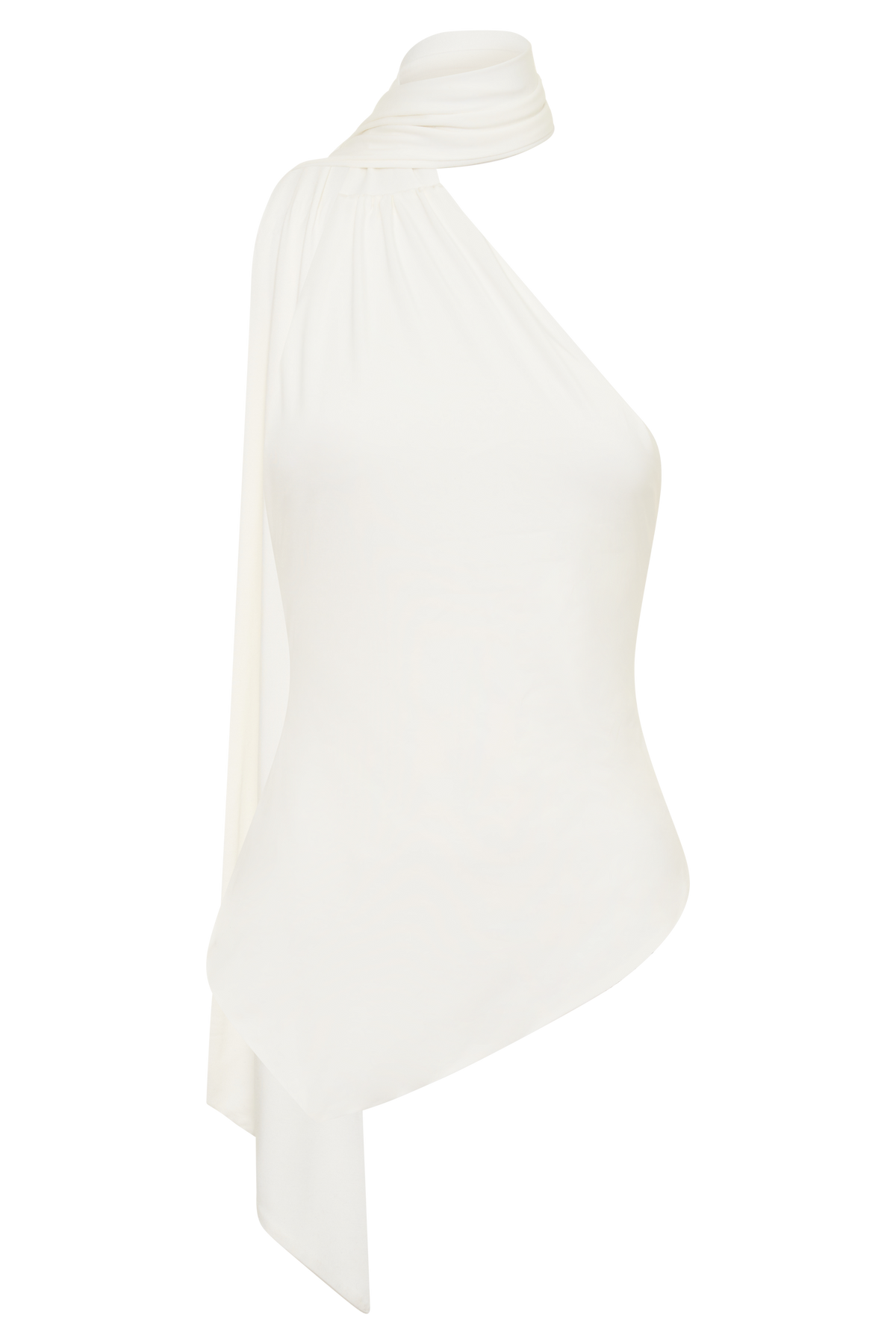 Jemma One Shoulder Tie Top - White
