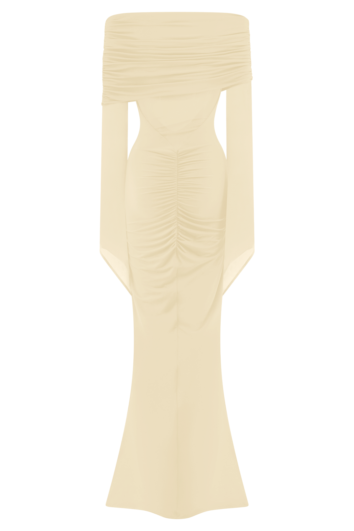 Kaitlin One Shoulder Slinky And Mesh Maxi Dress - Ivory