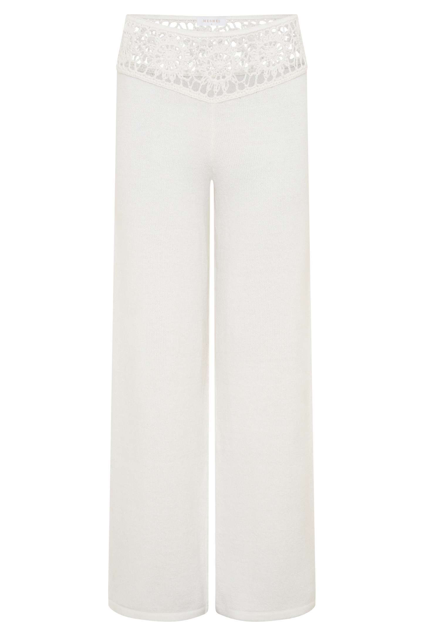 Miley Crochet Waistband Straight Leg Pant - Ivory