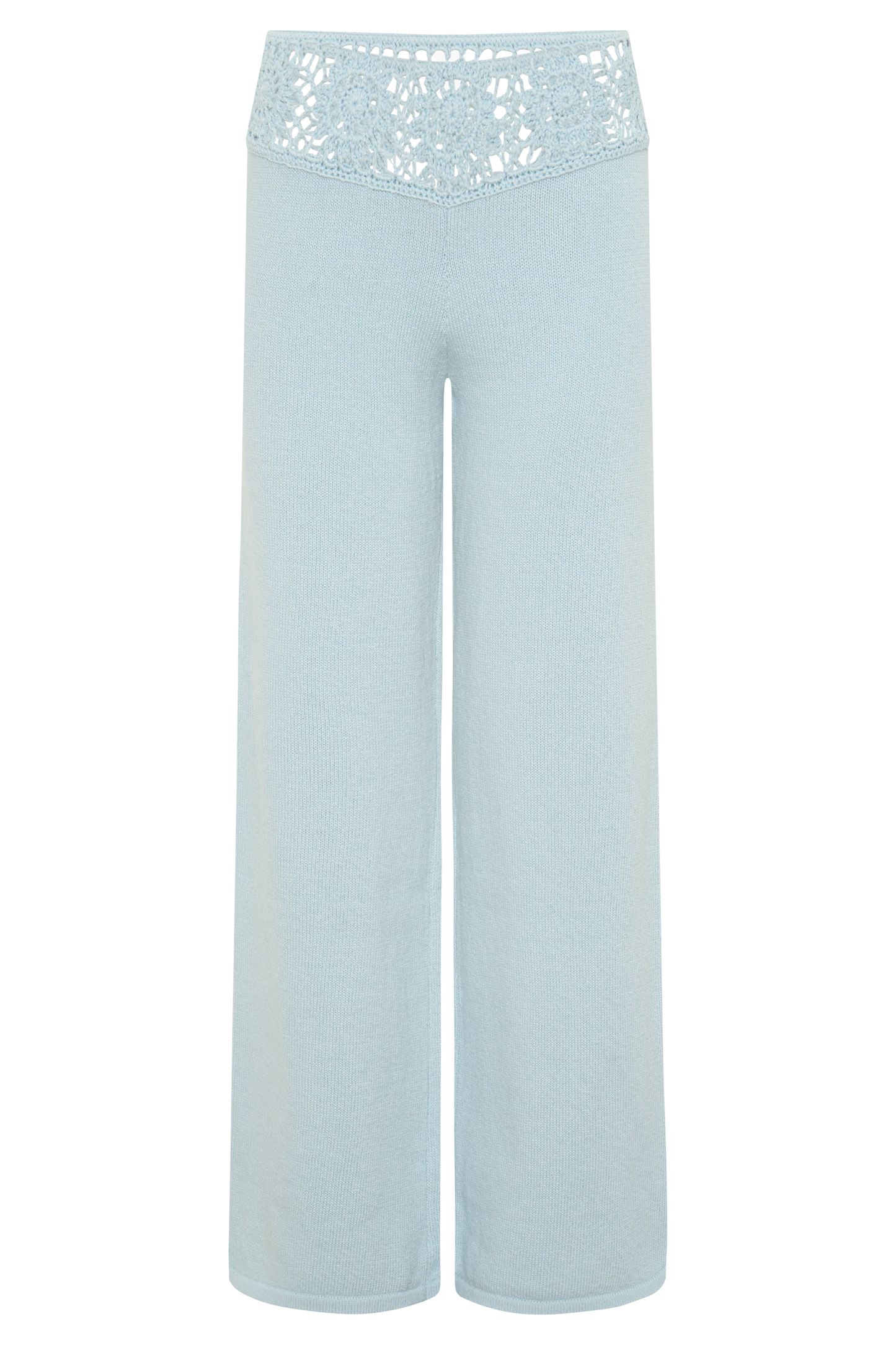 Miley Crochet Waistband Straight Leg Pant - Pale Aqua