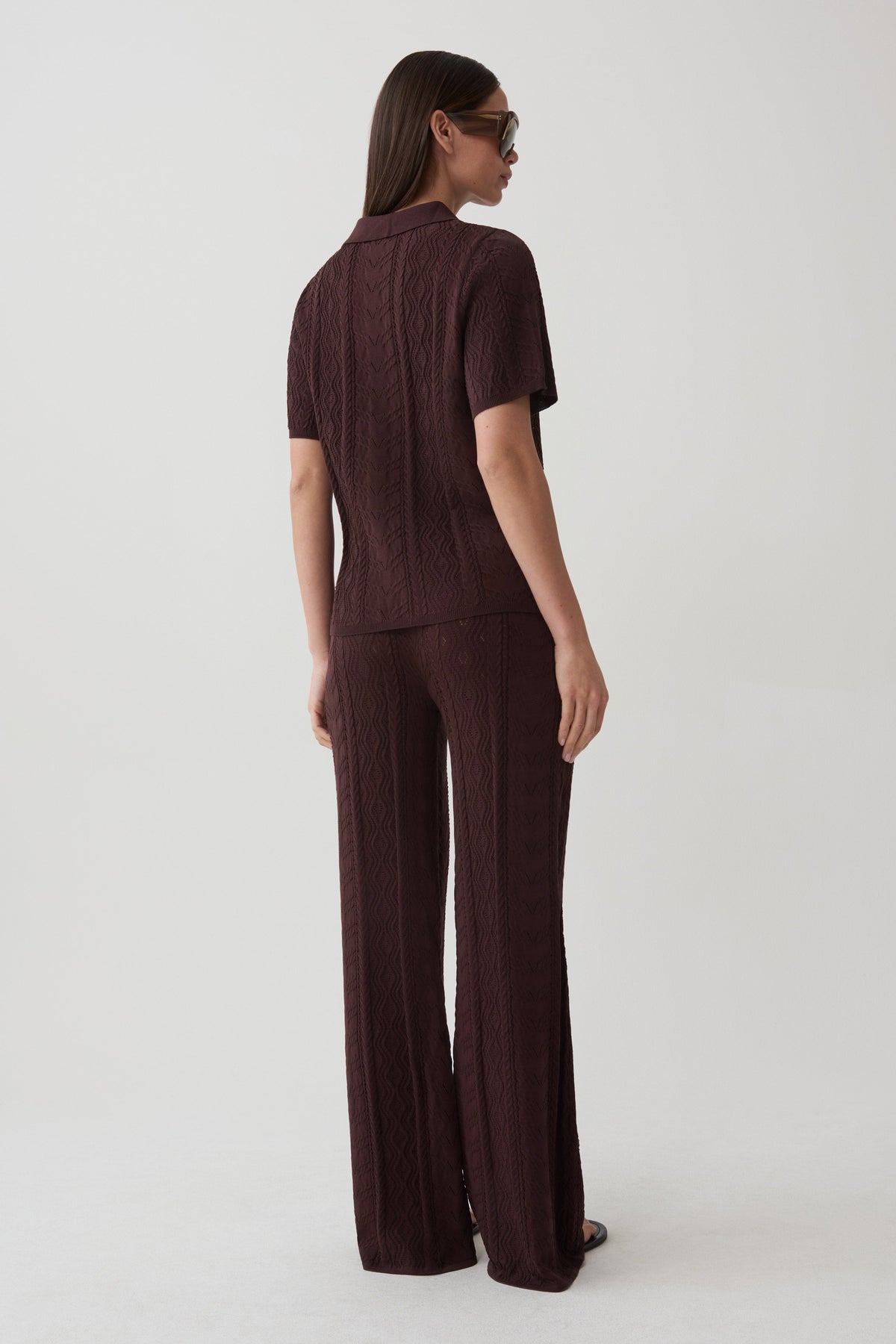 Jill Pointelle Knit Pants - Chocolate