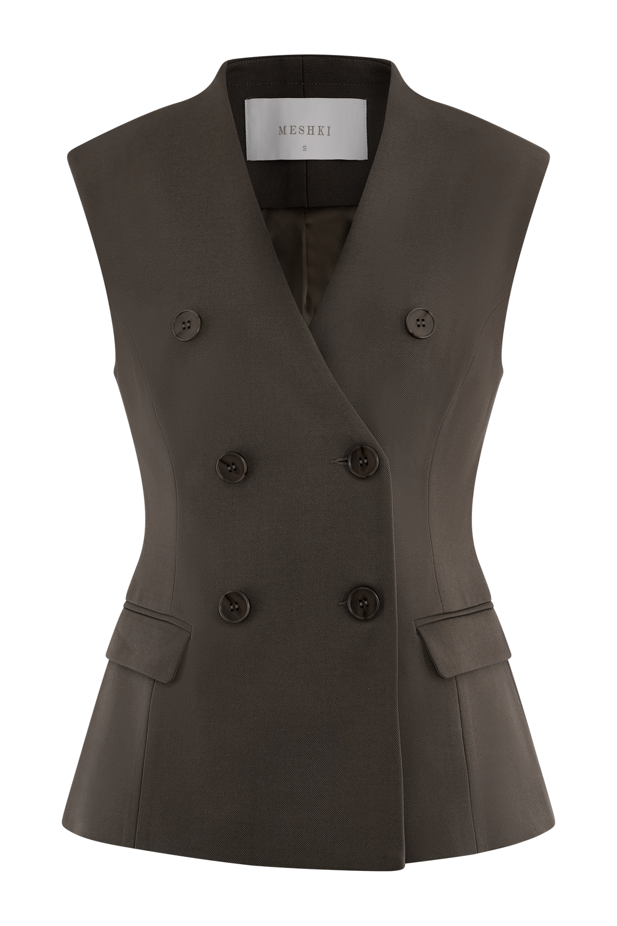 Penelope Suiting Sleeveless Blazer - Chocolate