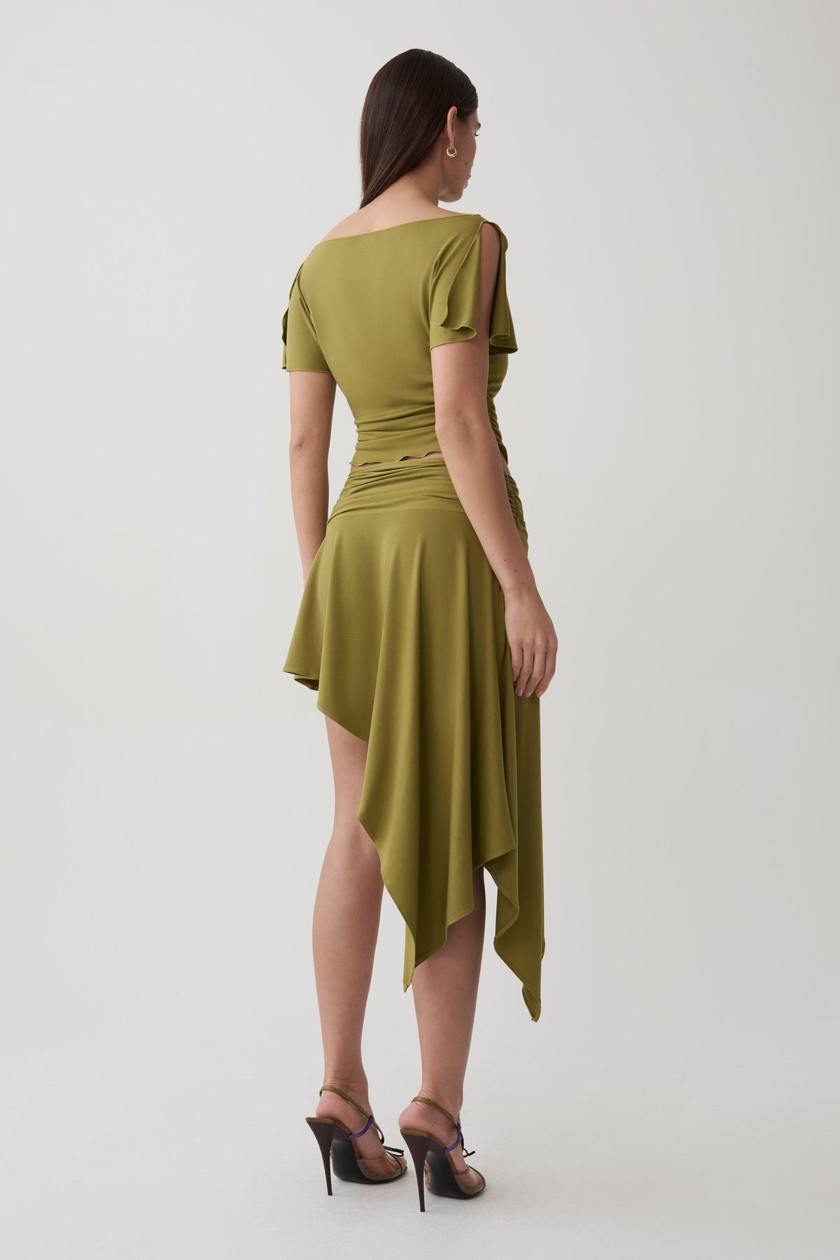 Talise Modal Hankie Midi Skirt - Vintage Olive