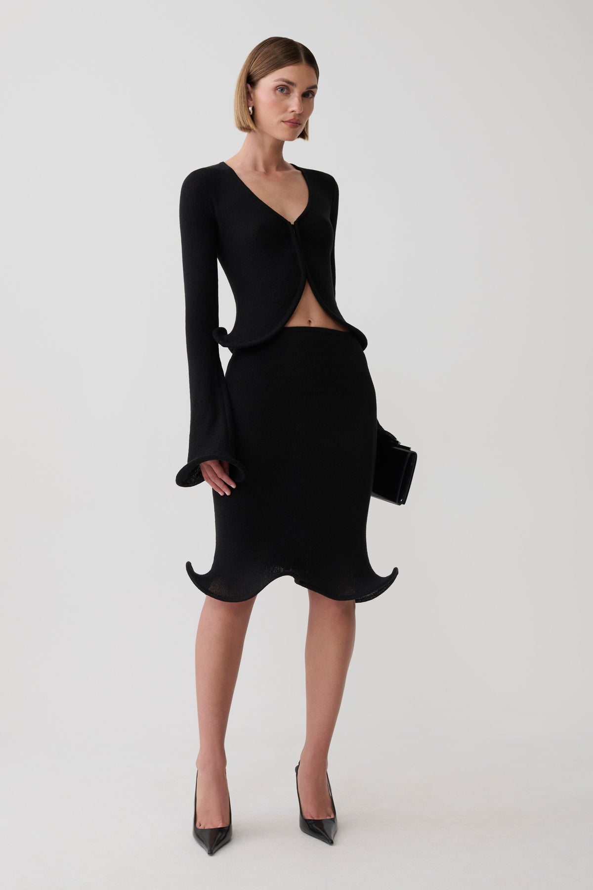 Gigi Long Sleeve Knit Top - Black